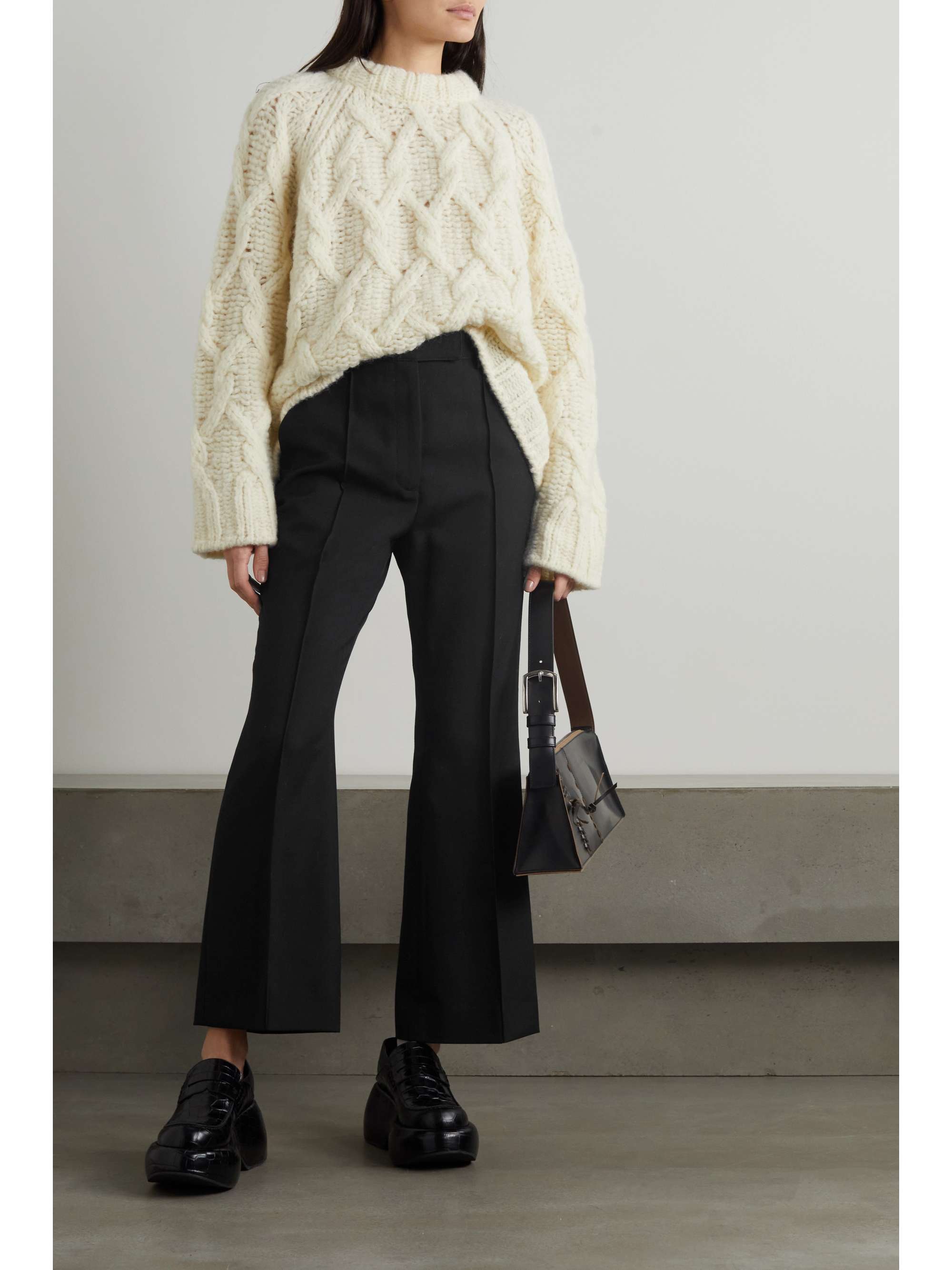 ACNE STUDIOS Cropped grain de poudre flared pants