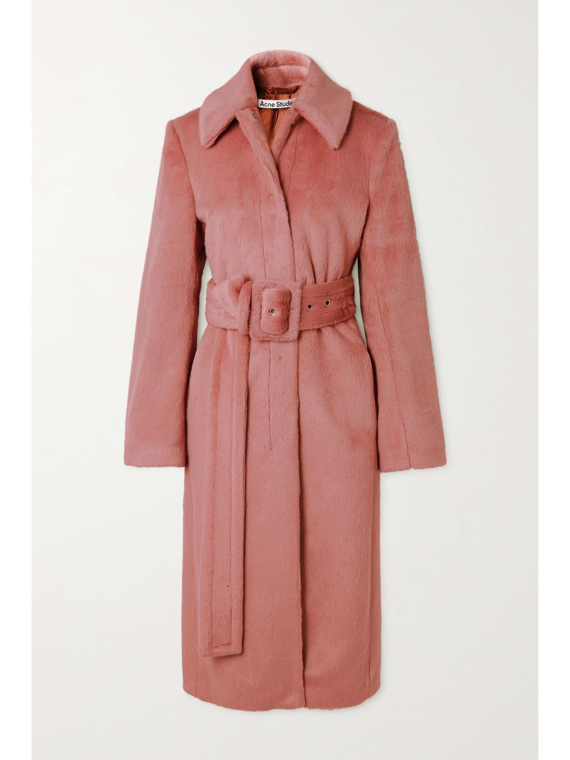 pink belted coat