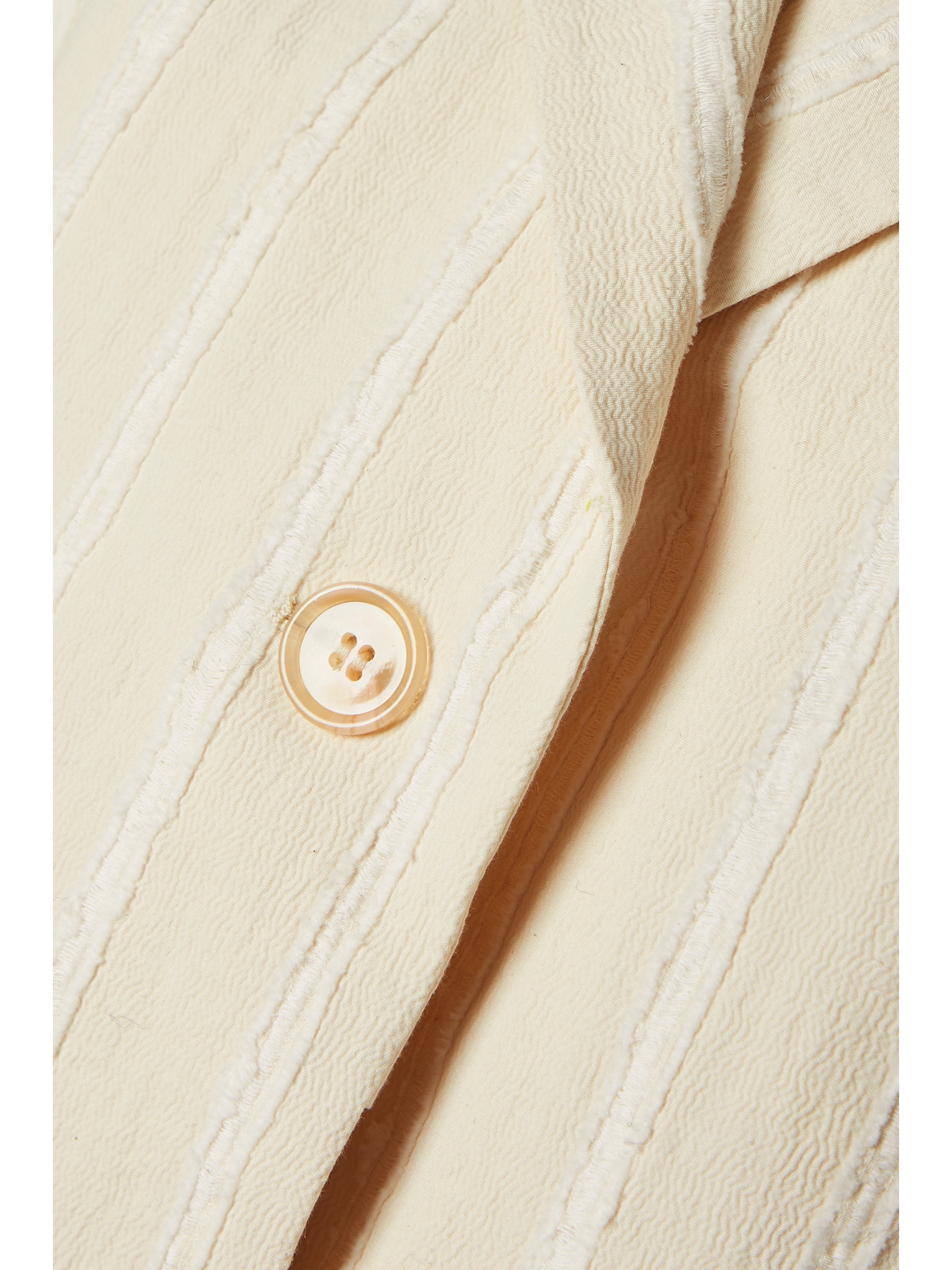 Acne Studios Doppelreihiger Blazer Aus Einer Baumwollmischung Mit Fransen In Cream
