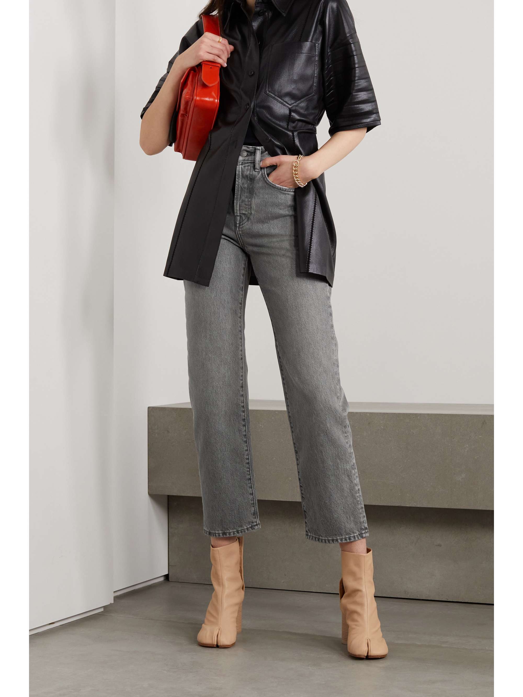 Gray Mece high-rise straight-leg jeans 