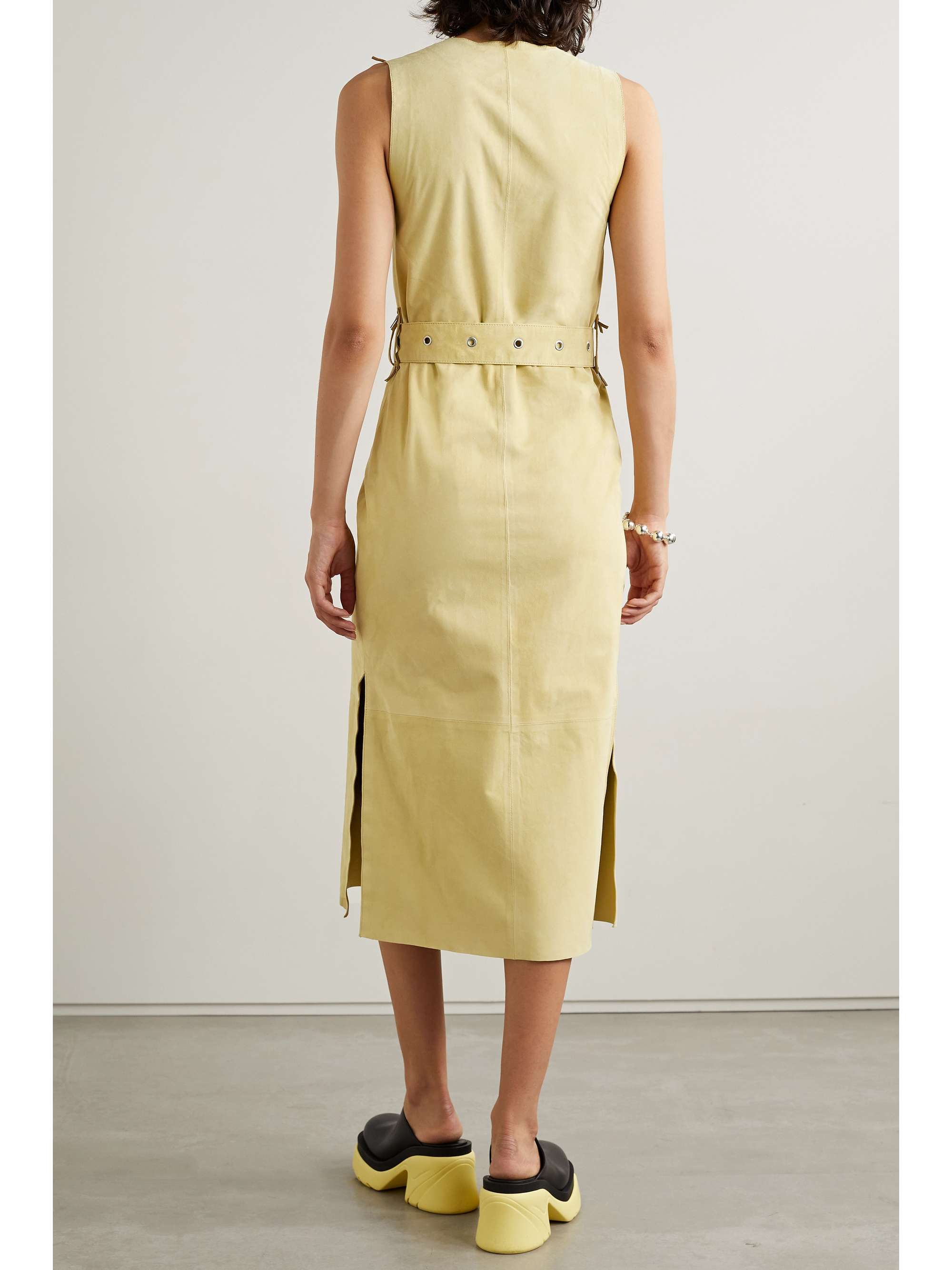 ACNE STUDIOS Whipstitched belted suede midi wrap dress