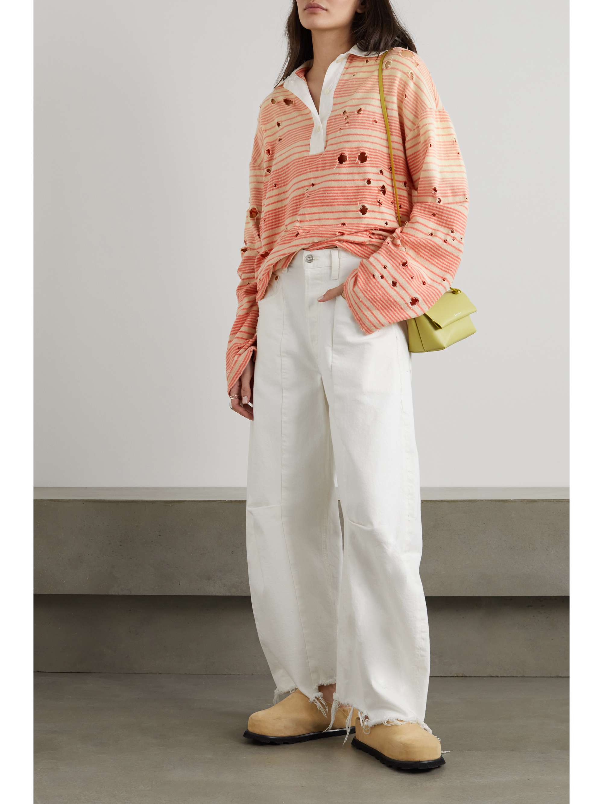Ecru Oversized distressed striped 
