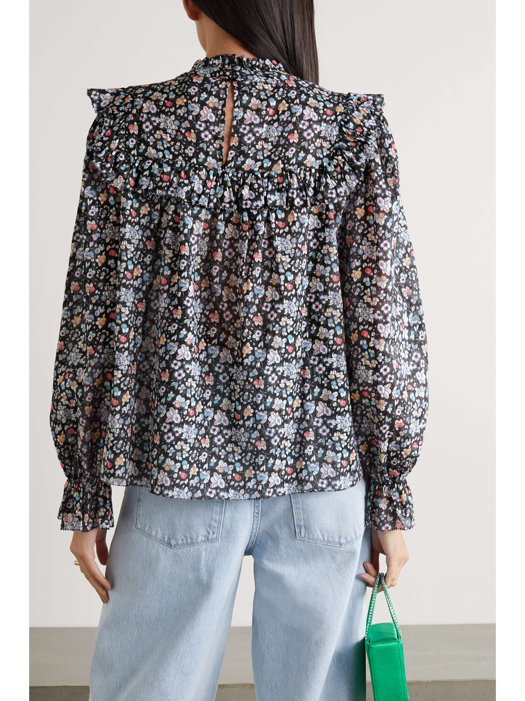 RIXO Lucinda ruffled floral-print cotton-voile blouse