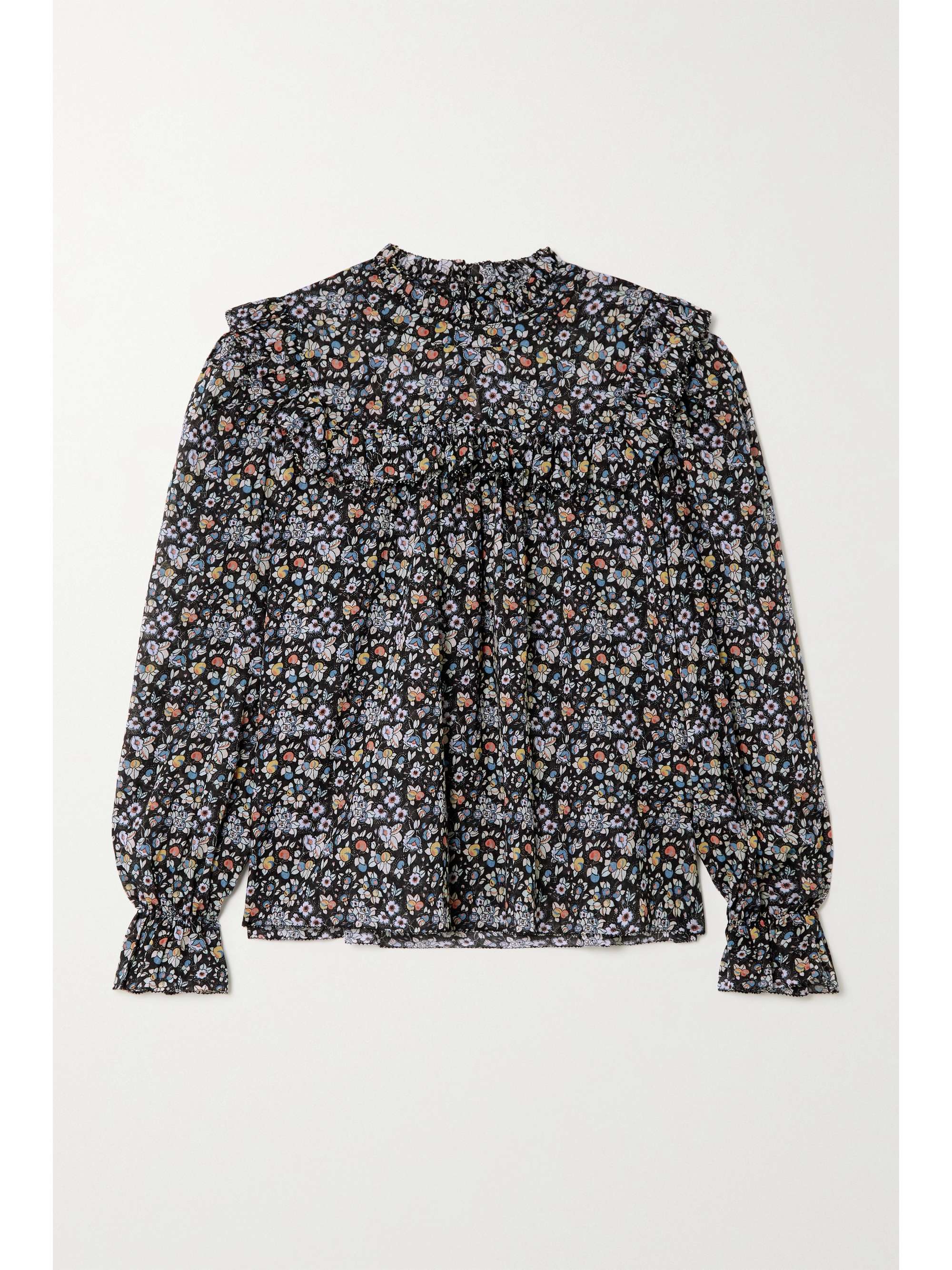 RIXO Lucinda ruffled floral-print cotton-voile blouse | NET-A-PORTER