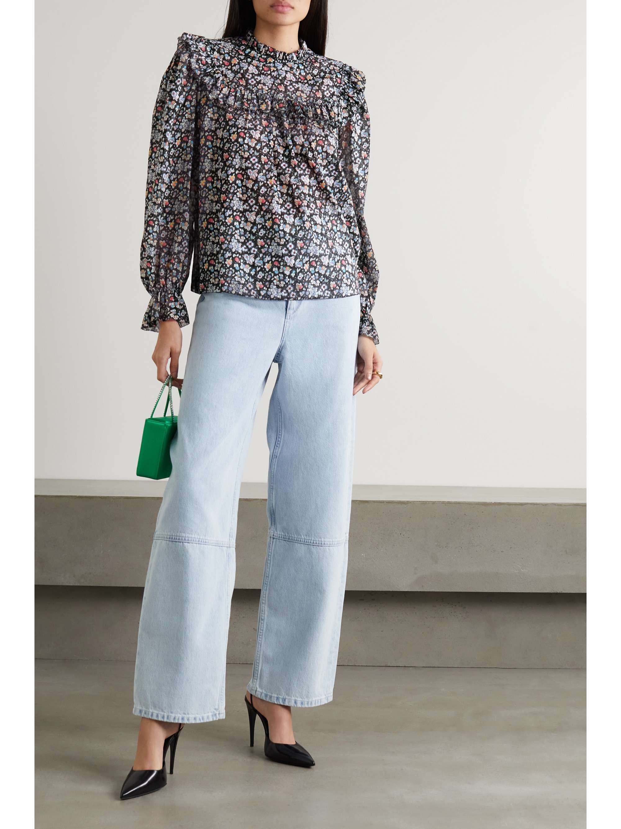 RIXO Lucinda ruffled floral-print cotton-voile blouse