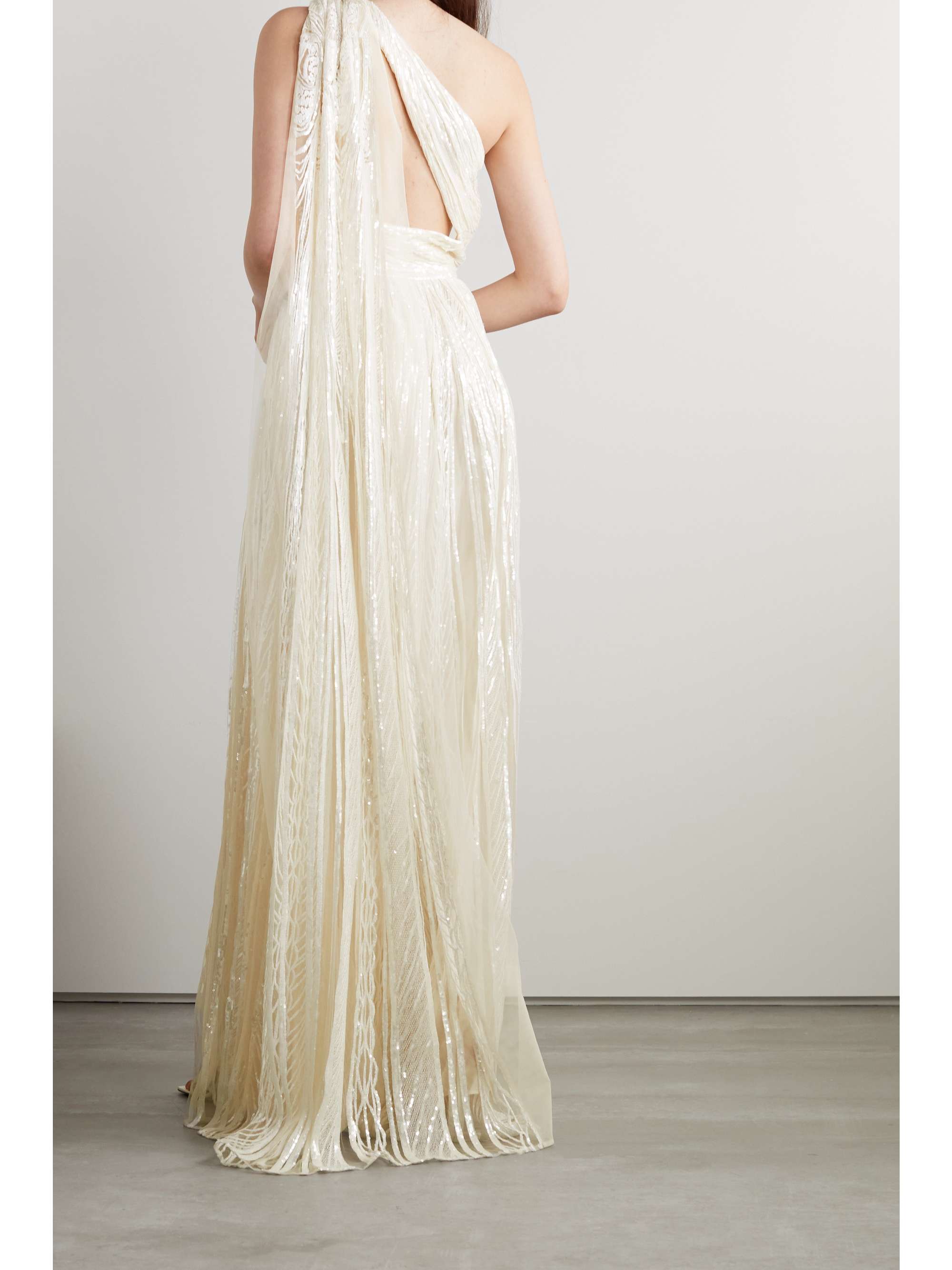 ELIE SAAB One-shoulder embellished tulle gown