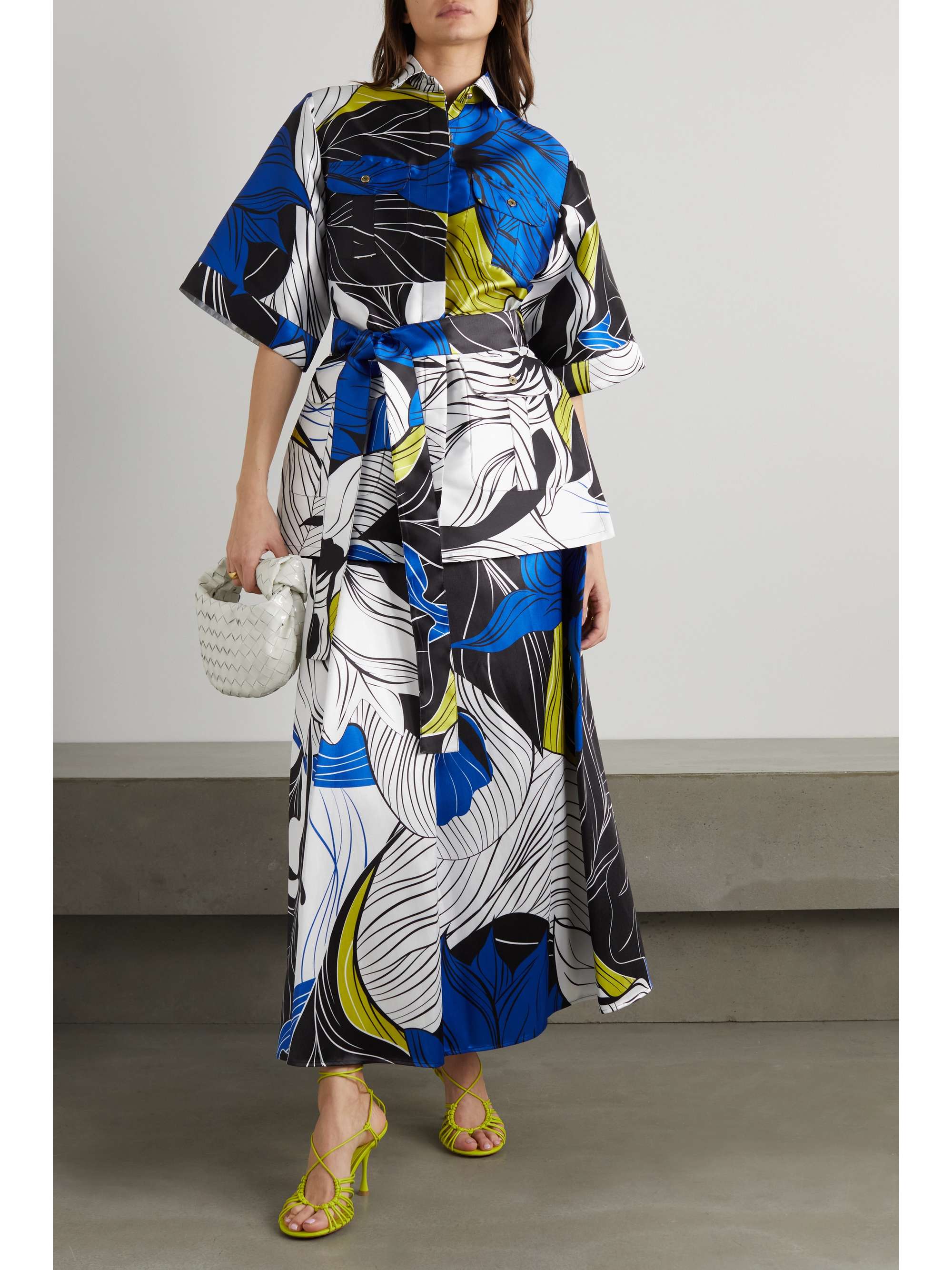 ELIE SAAB Belted printed mikado shirt
