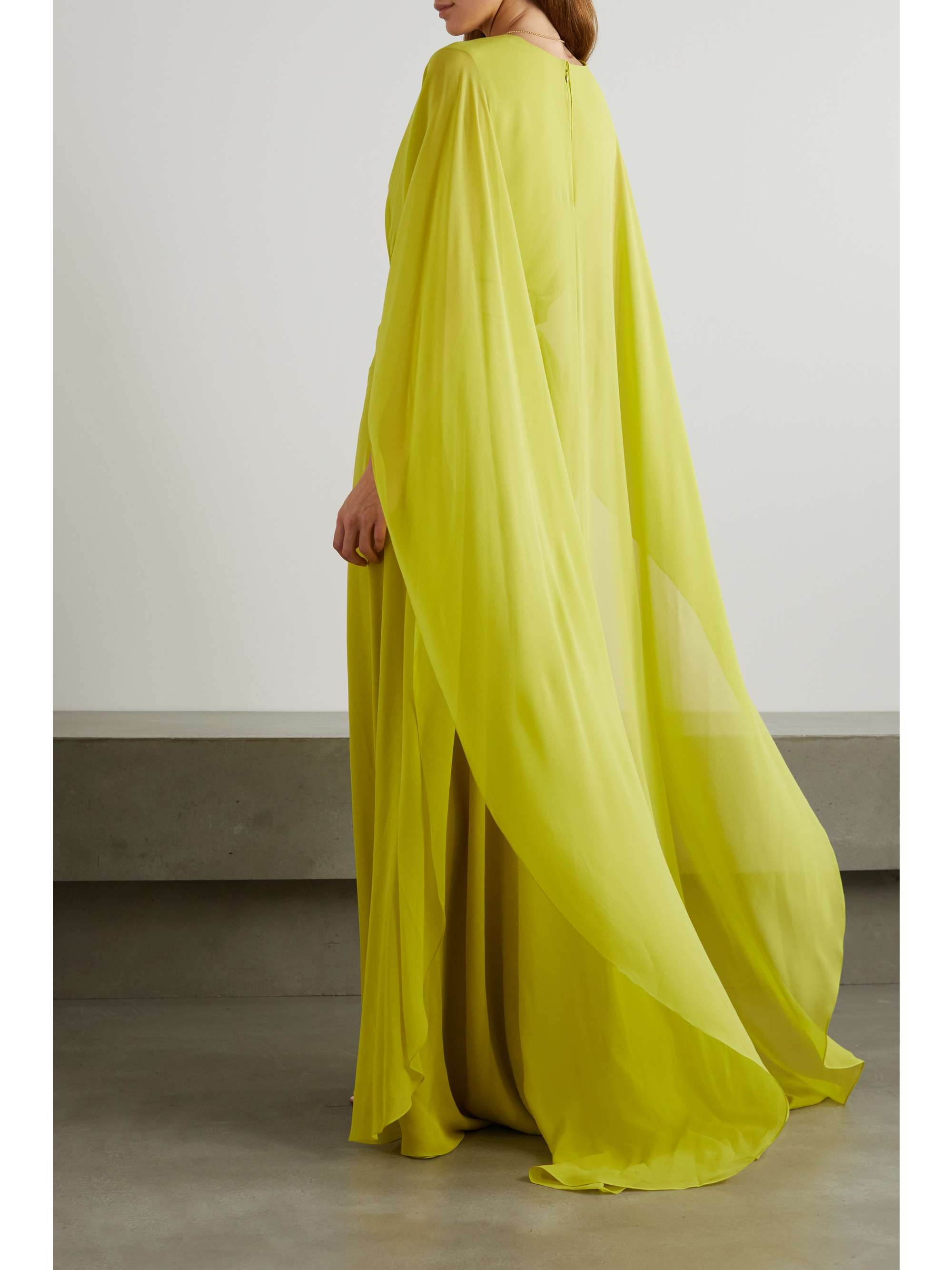 ELIE SAAB Belted wrap-effect draped silk-chiffon gown