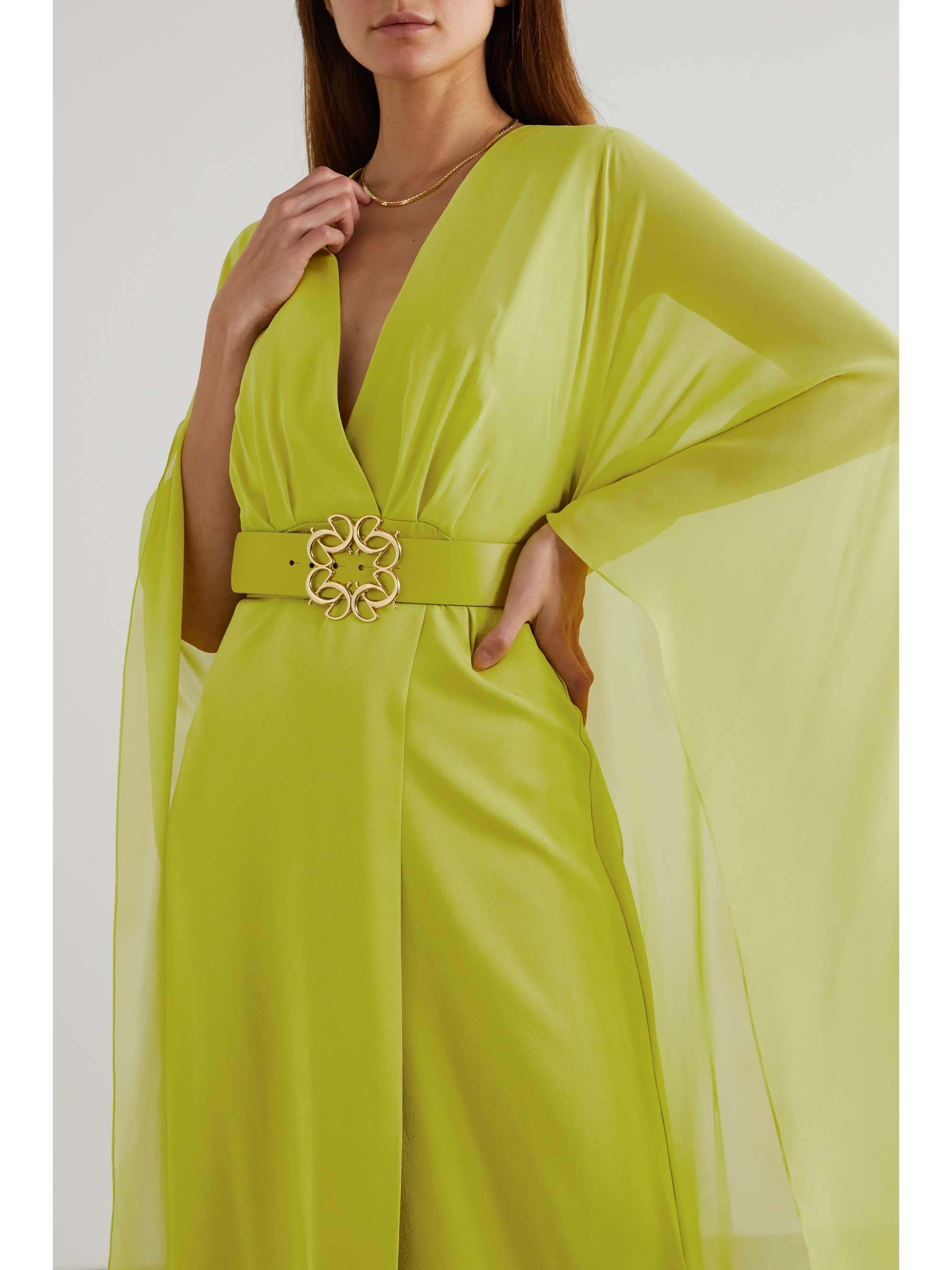 ELIE SAAB Belted wrap-effect draped silk-chiffon gown