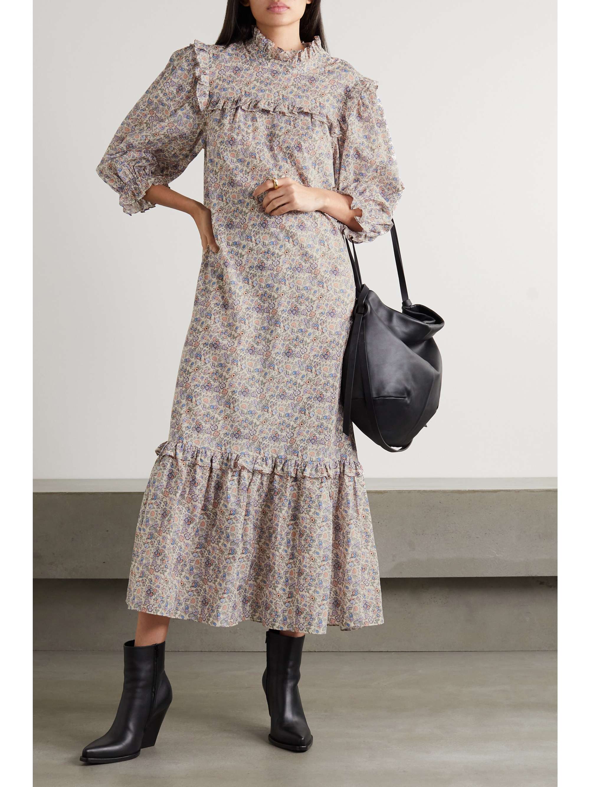 RIXO Estelle ruffled floral-print cotton-voile midi dress | NET-A-PORTER
