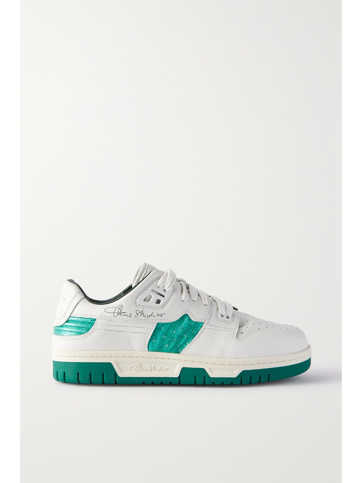 Acne Studios Logo-print Metallic Textured-leather And Pvc Sneakers In White