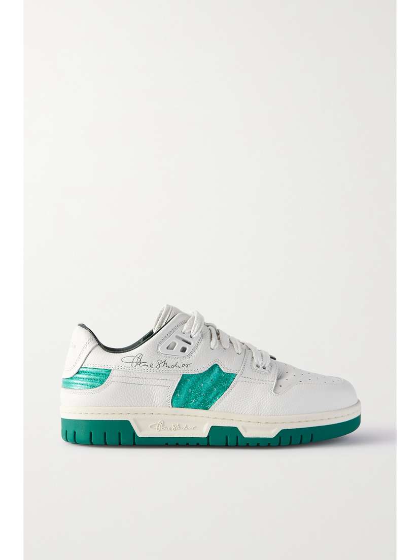 Acne Studios Logo-print Metallic Textured-leather And Pvc Sneakers