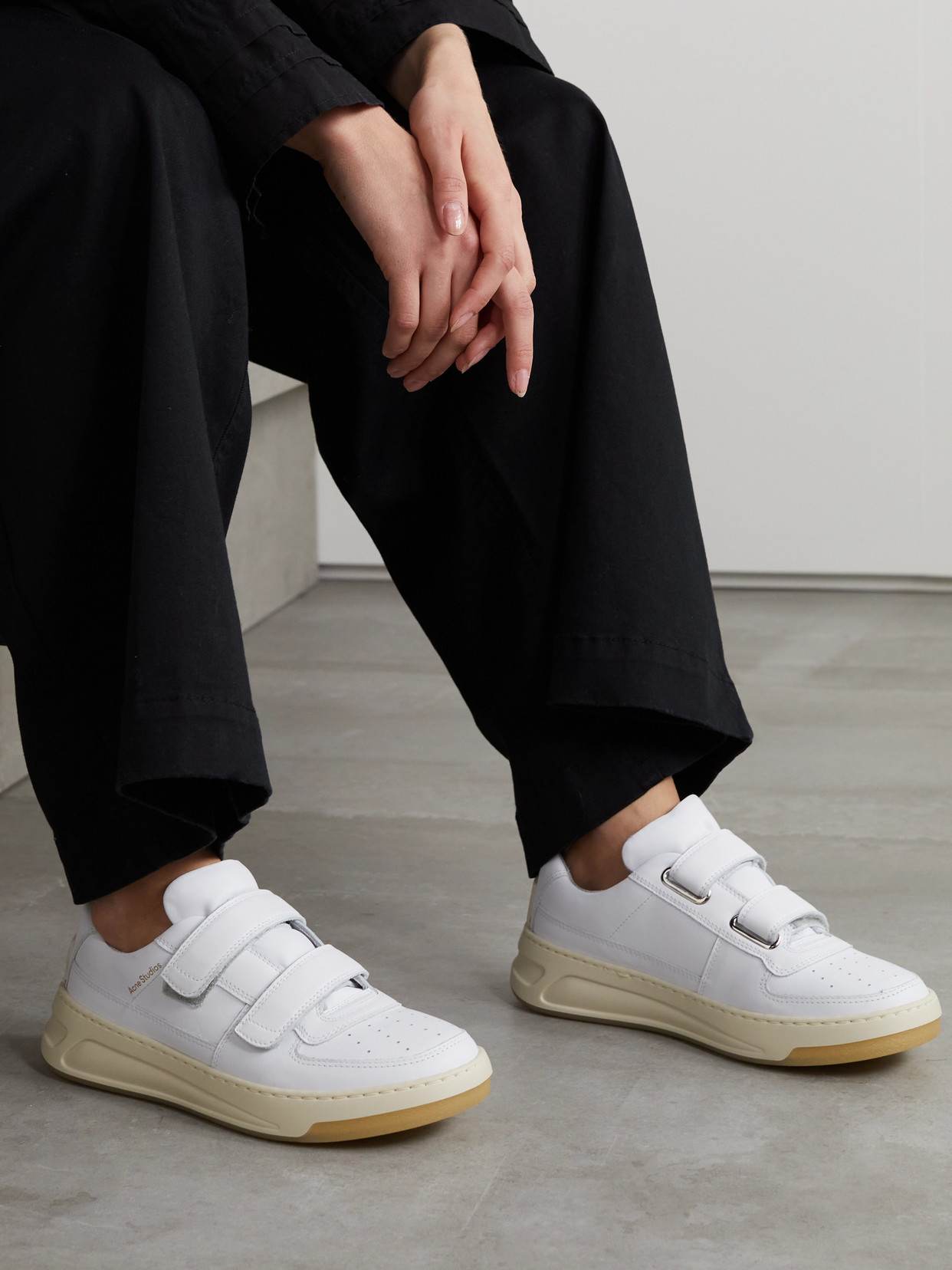 Shop Acne Studios Leather Sneakers In White