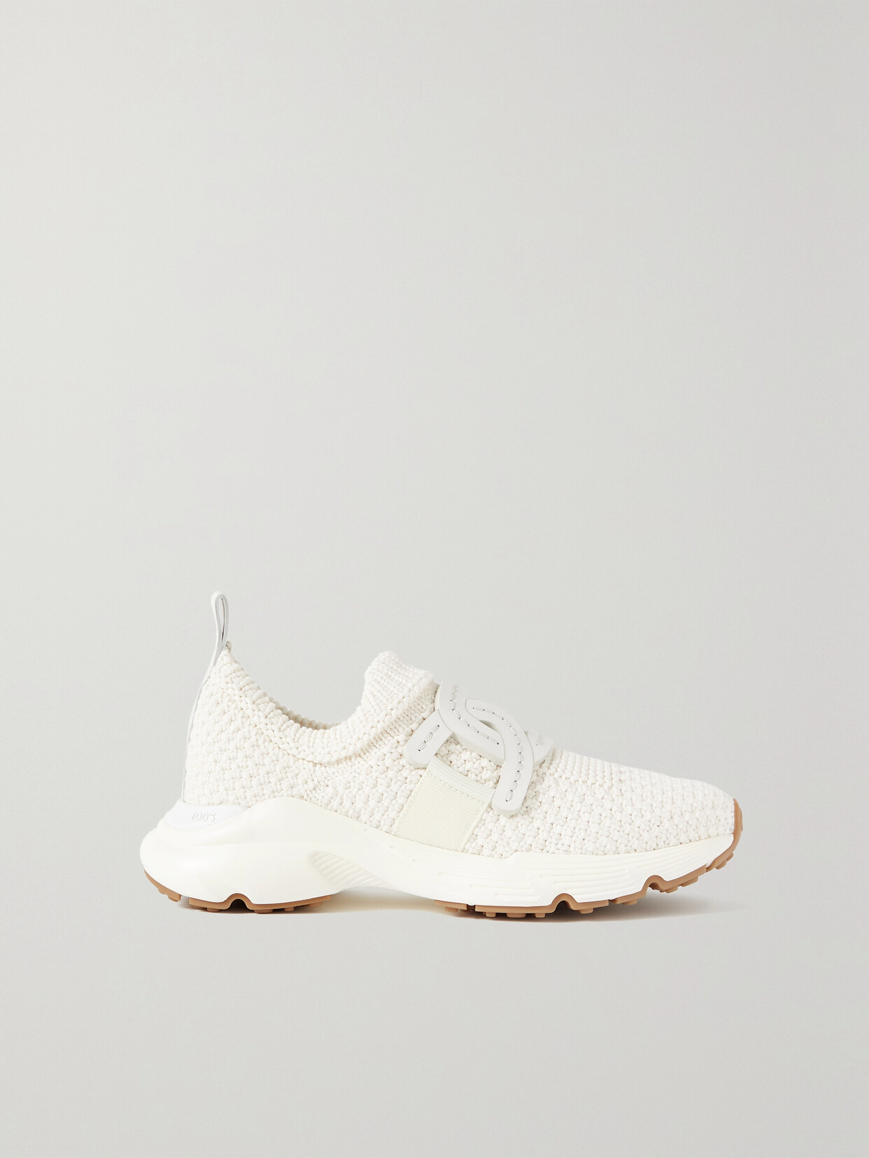 TOD'S SPORTIVO RUN LEATHER-TRIMMED KNITTED SLIP-ON SNEAKERS