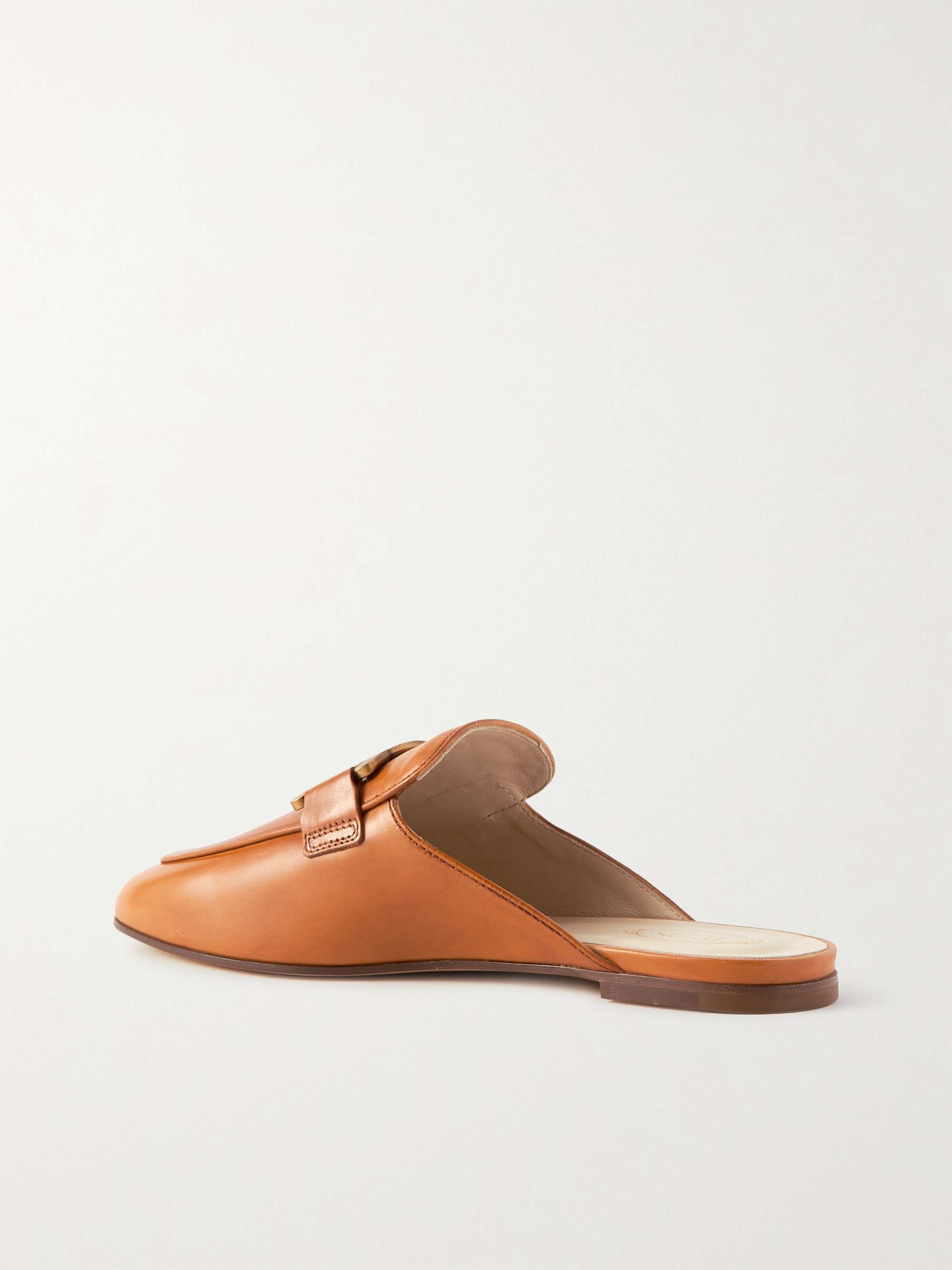 TOD'S Embellished leather slippers