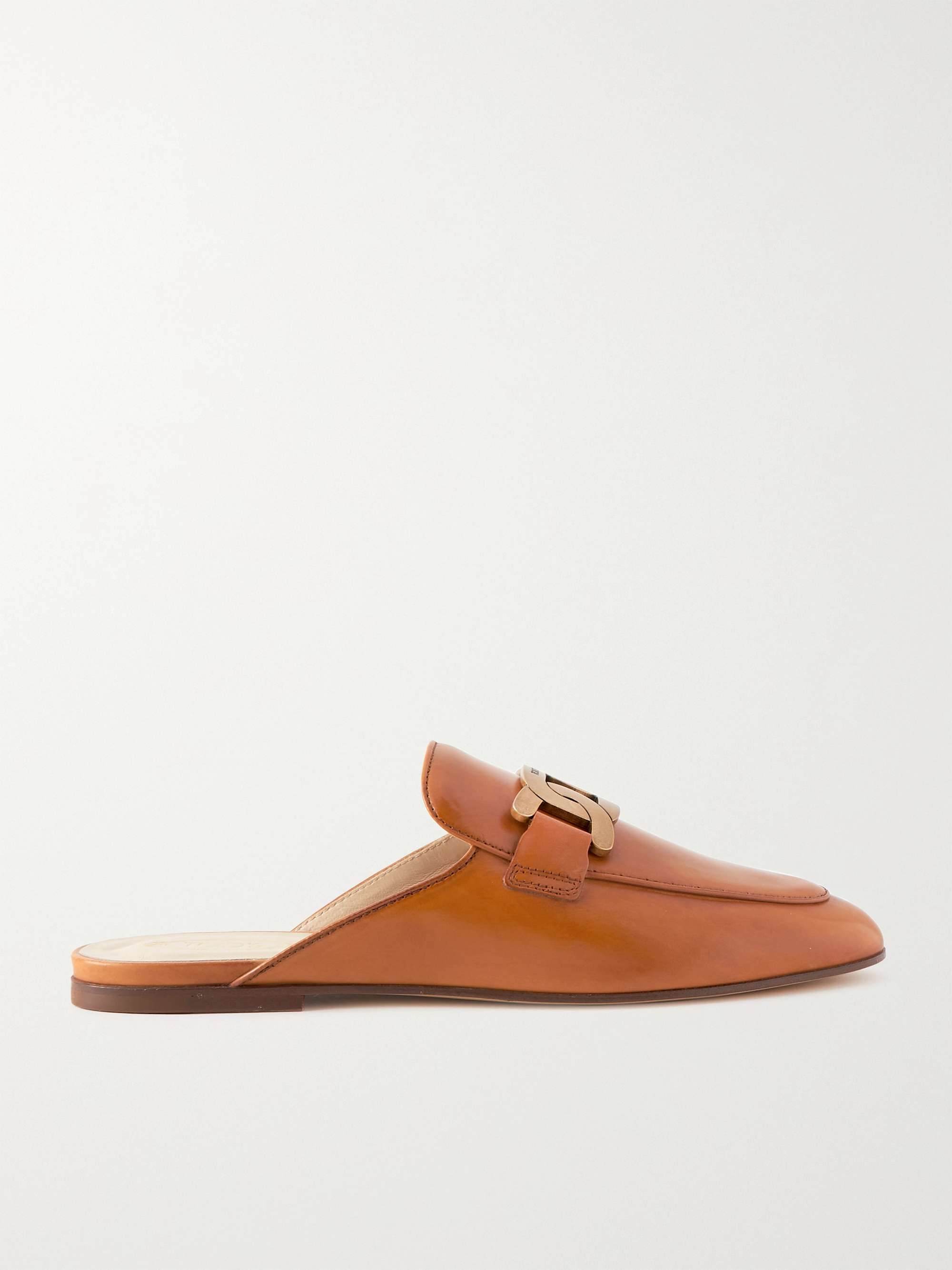 TOD'S Embellished leather slippers