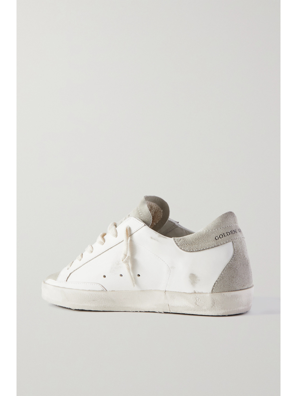 Golden Goose Superstar Distressed Leather And Suede Sneakers In White