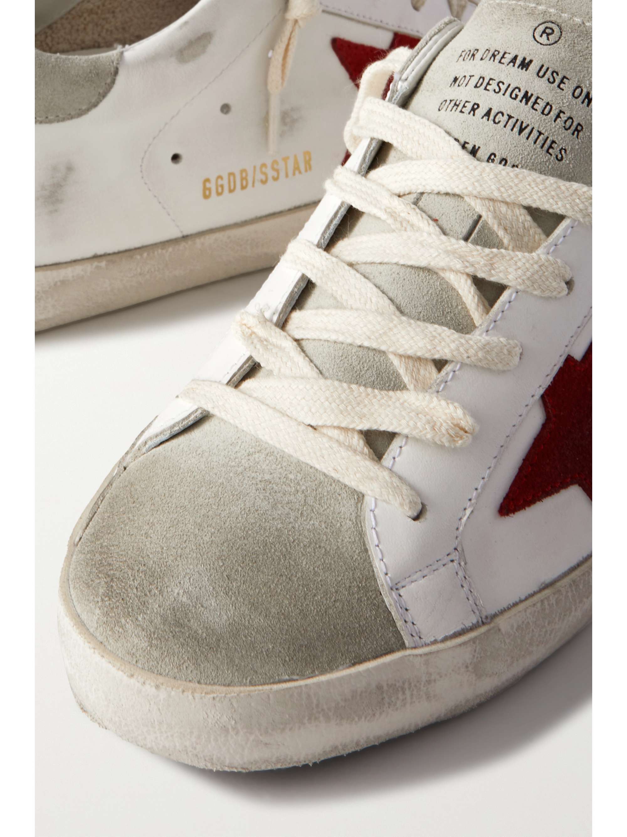 GOLDEN GOOSE Superstar faux pearl-embellished distressed leather sneakers