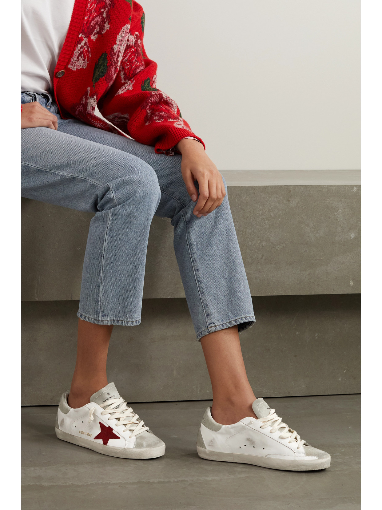 Golden Goose Superstar Distressed Leather And Suede Sneakers In White