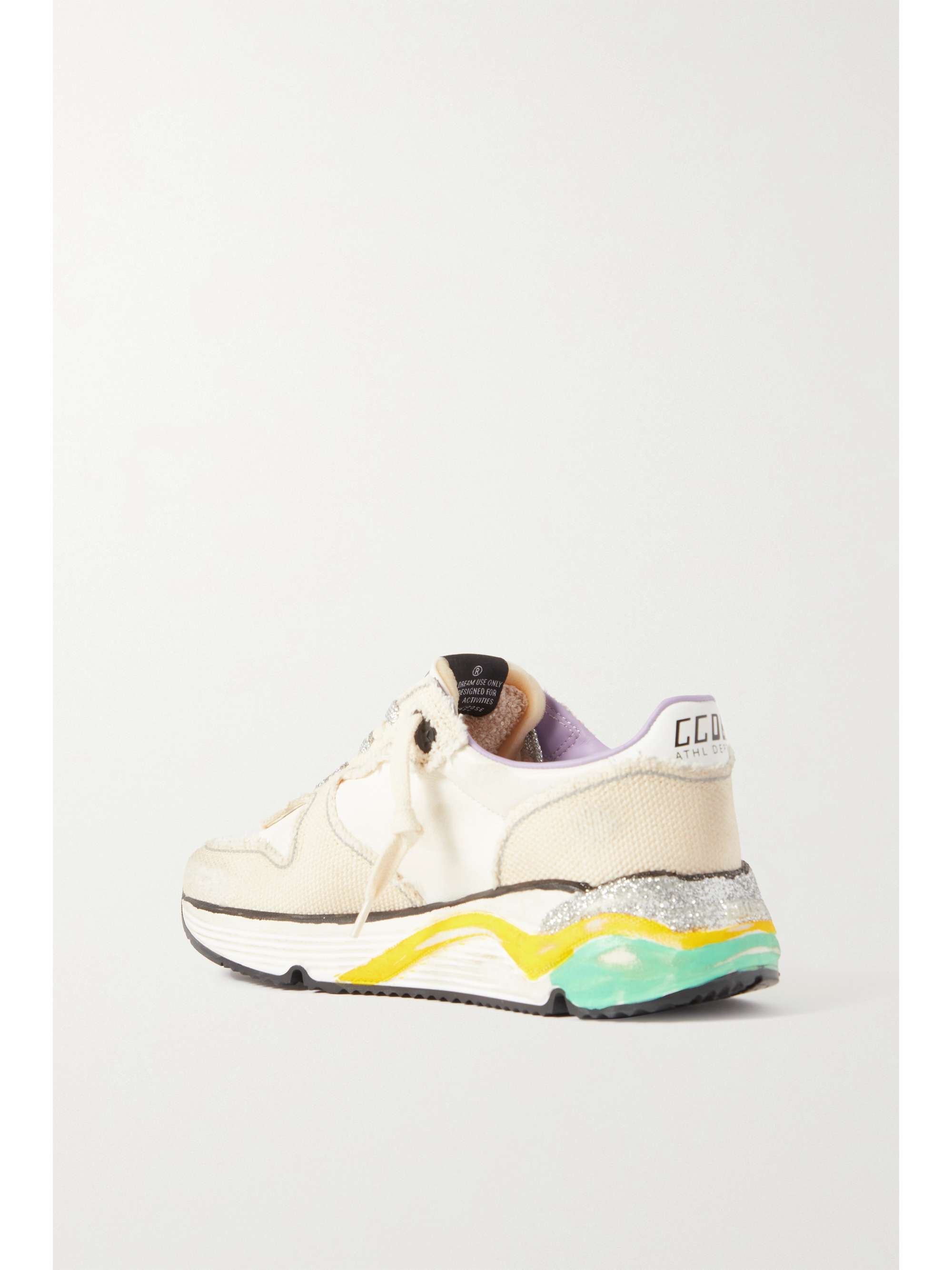 GOLDEN GOOSE Running Sole distressed leather and canvas sneakers