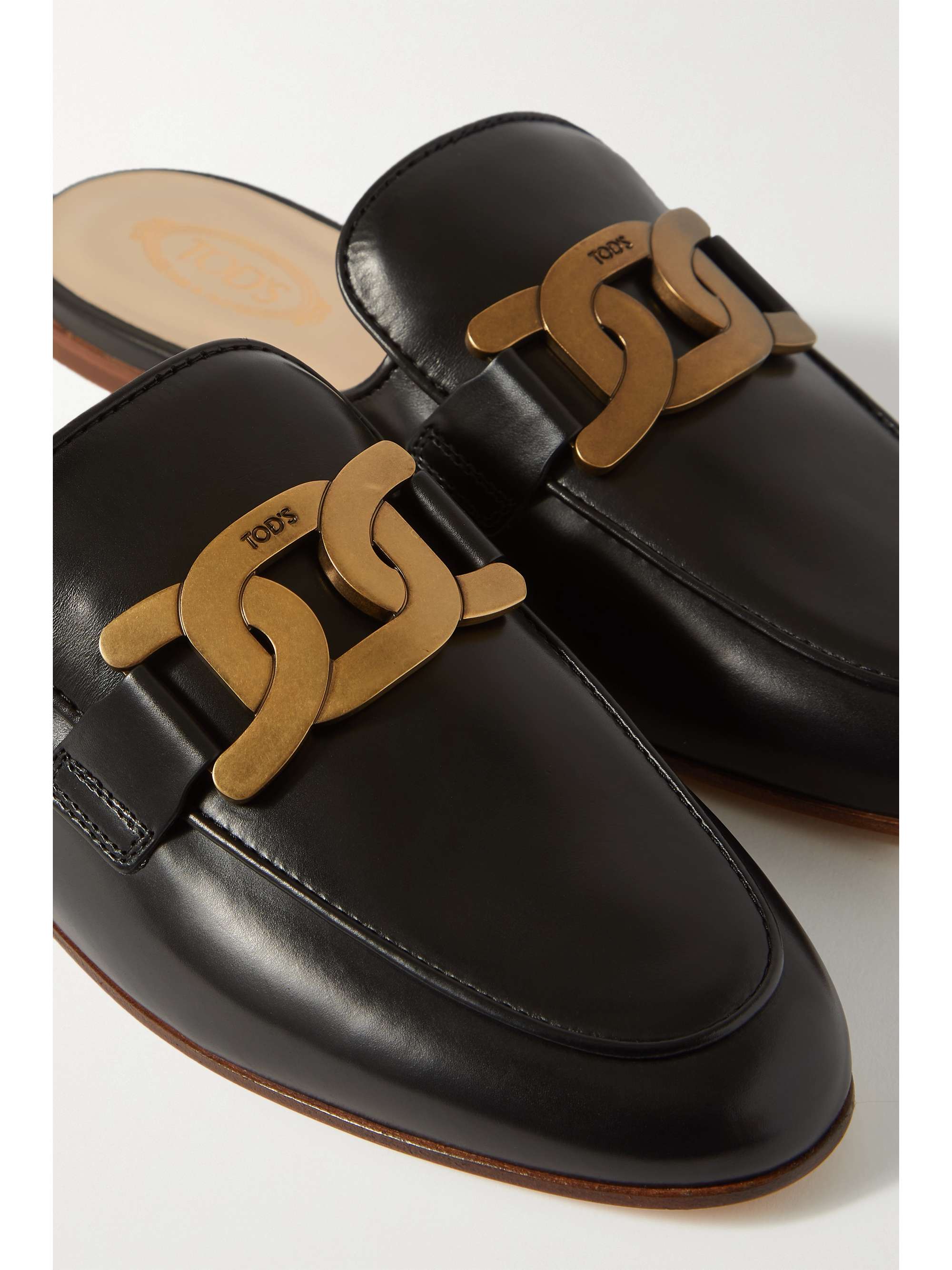 TOD'S Embellished leather slippers