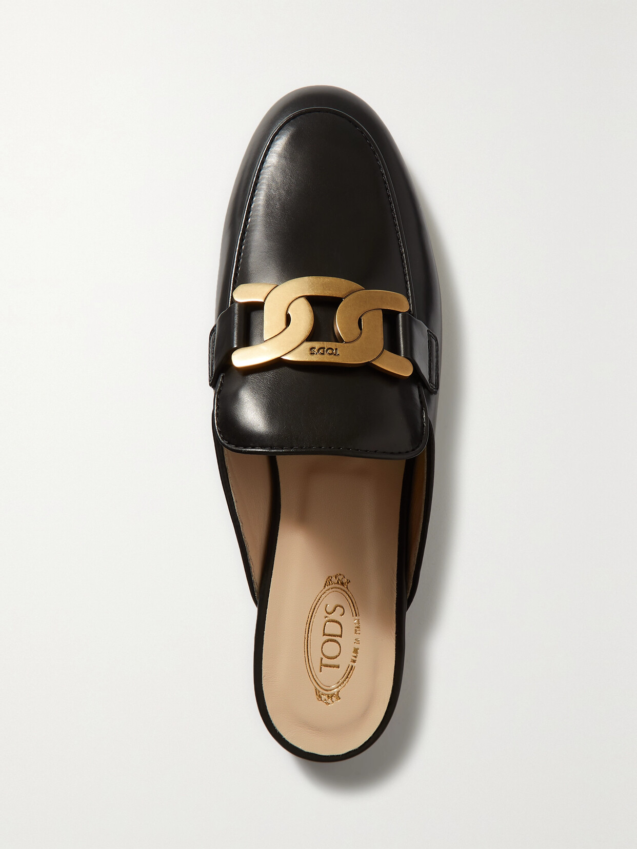 Tod's Embellished Leather Slippers In Black