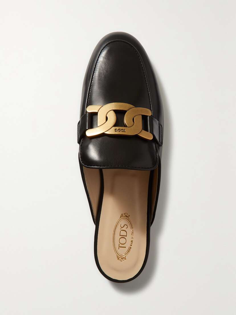 Tod's Embellished Leather Slippers