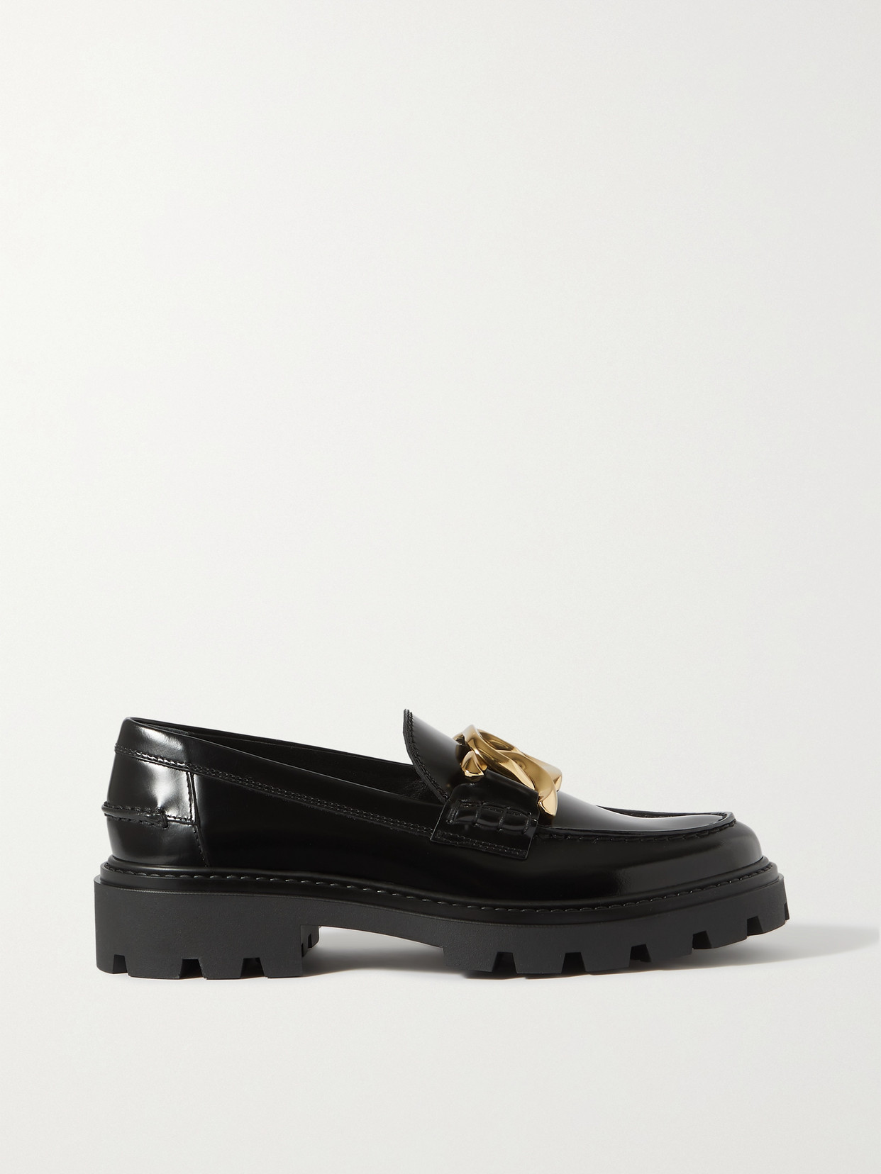 Tod's Gomma Pesante Embellished Glossed-leather Loafers In Black