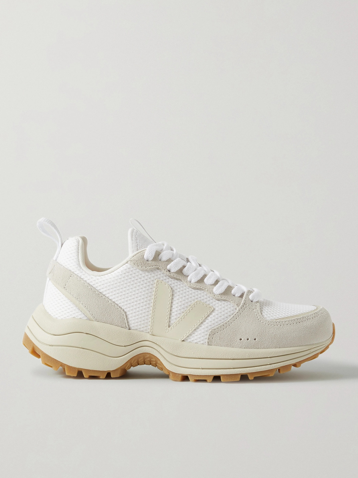 Shop Veja Venturi Suede And Leather-trimmed Alveomesh Sneakers In White