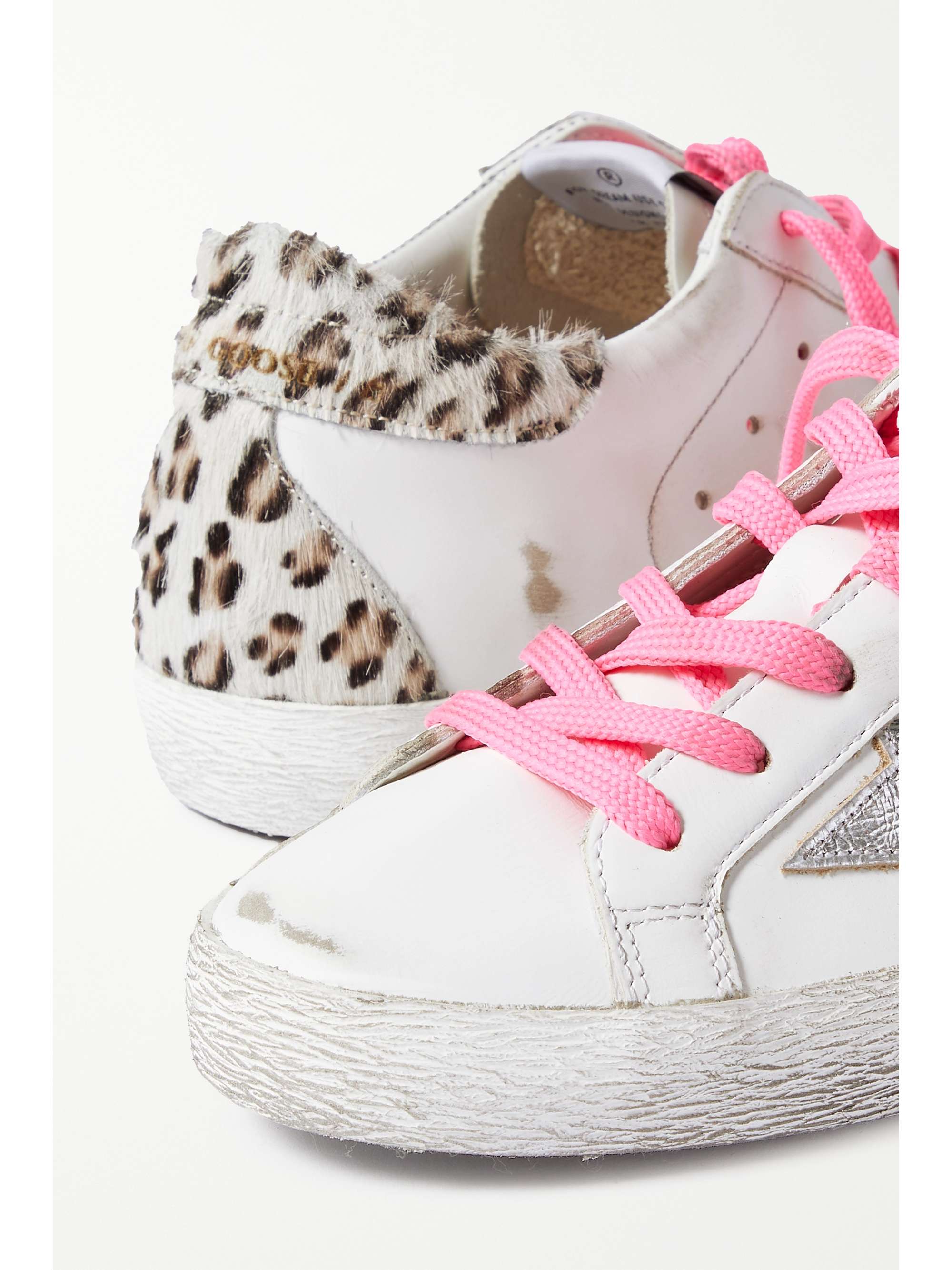 GOLDEN GOOSE Superstar faux pearl-embellished distressed leather sneakers