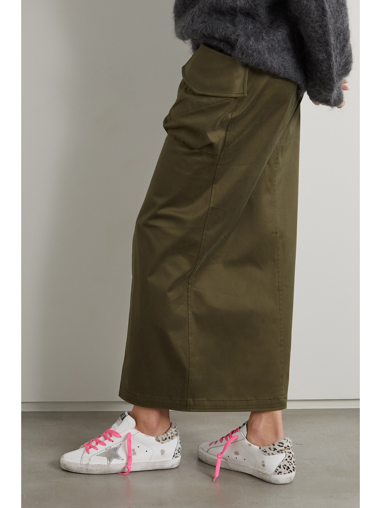 Golden Goose Superstar Leopard-print Calf Hair-trimmed Distressed Leather Sneakers In White