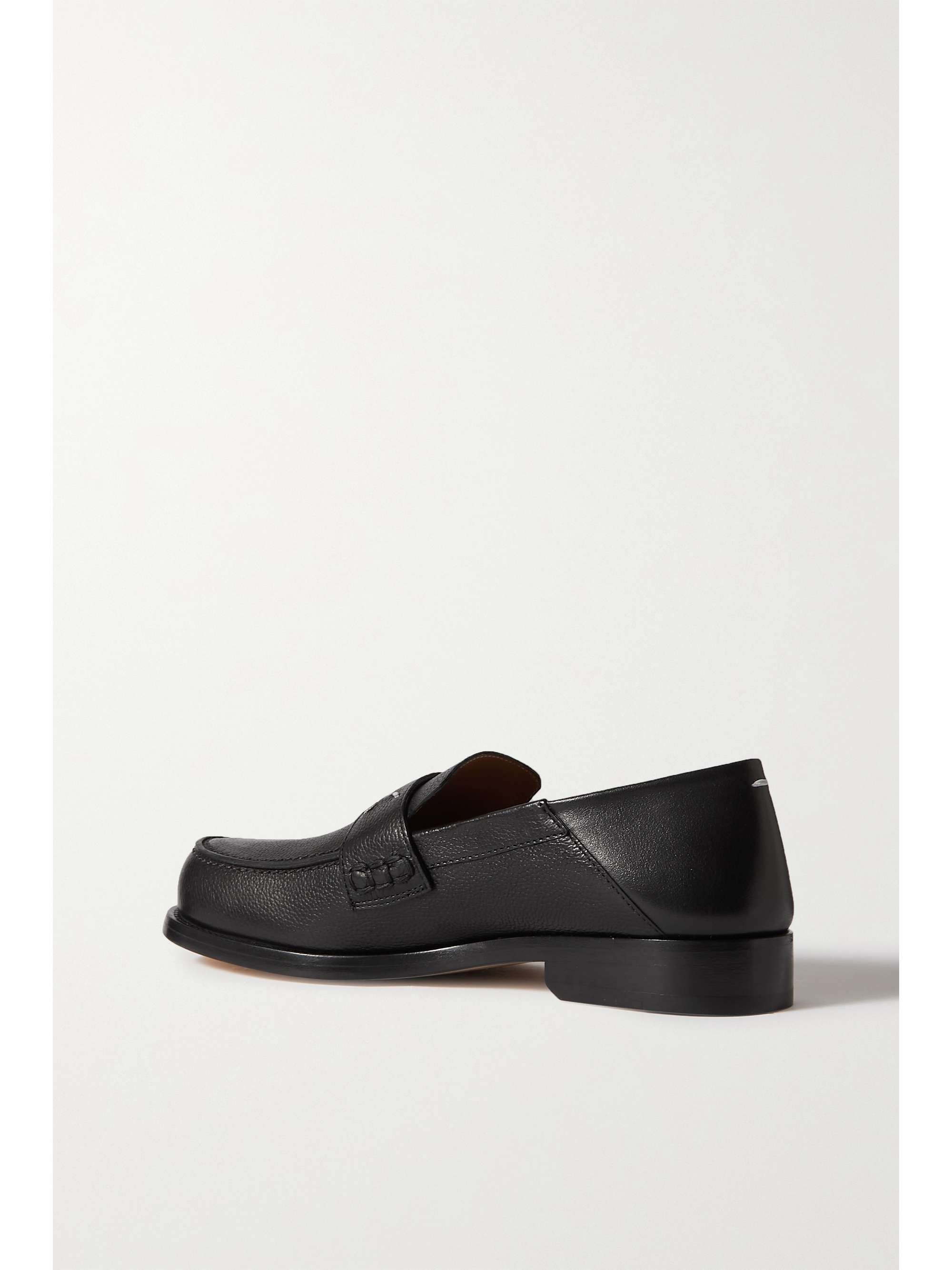 Black Textured-leather collapsible-heel 