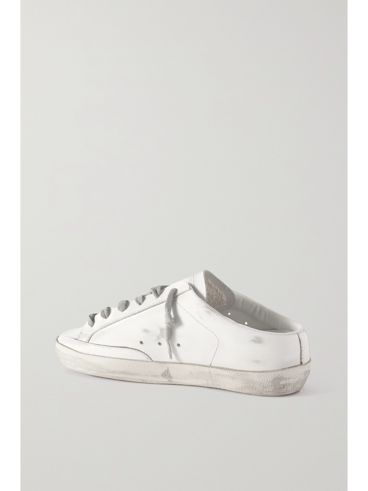 Golden Goose Superstar Distressed Glittered Leather Slip-on Sneakers In White