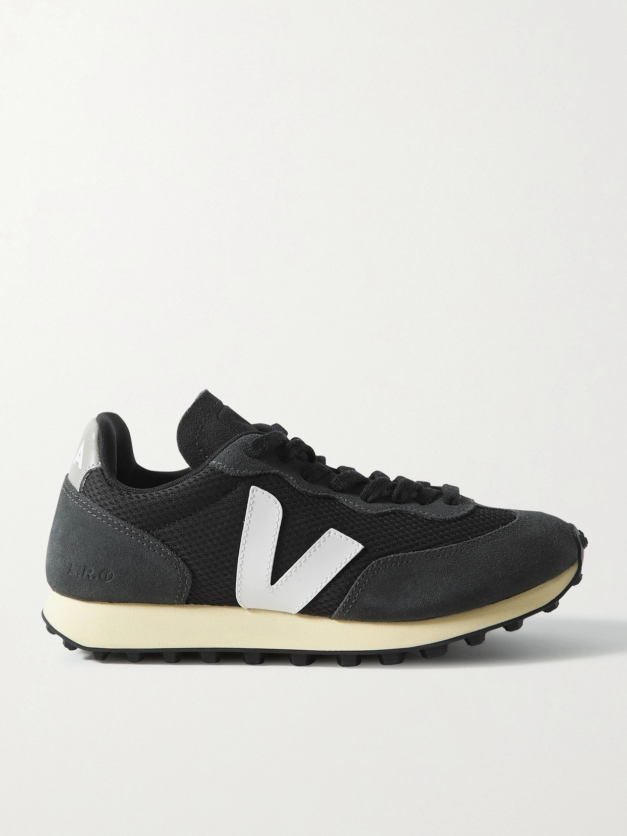 Veja Rio Branco Leather-trimmed Suede And Mesh Sneakers In Black
