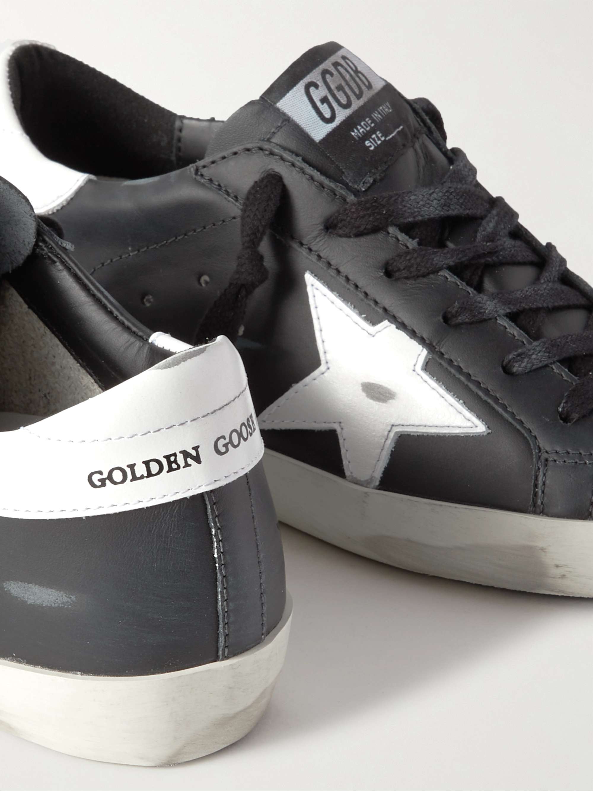 GOLDEN GOOSE Superstar faux pearl-embellished distressed leather sneakers