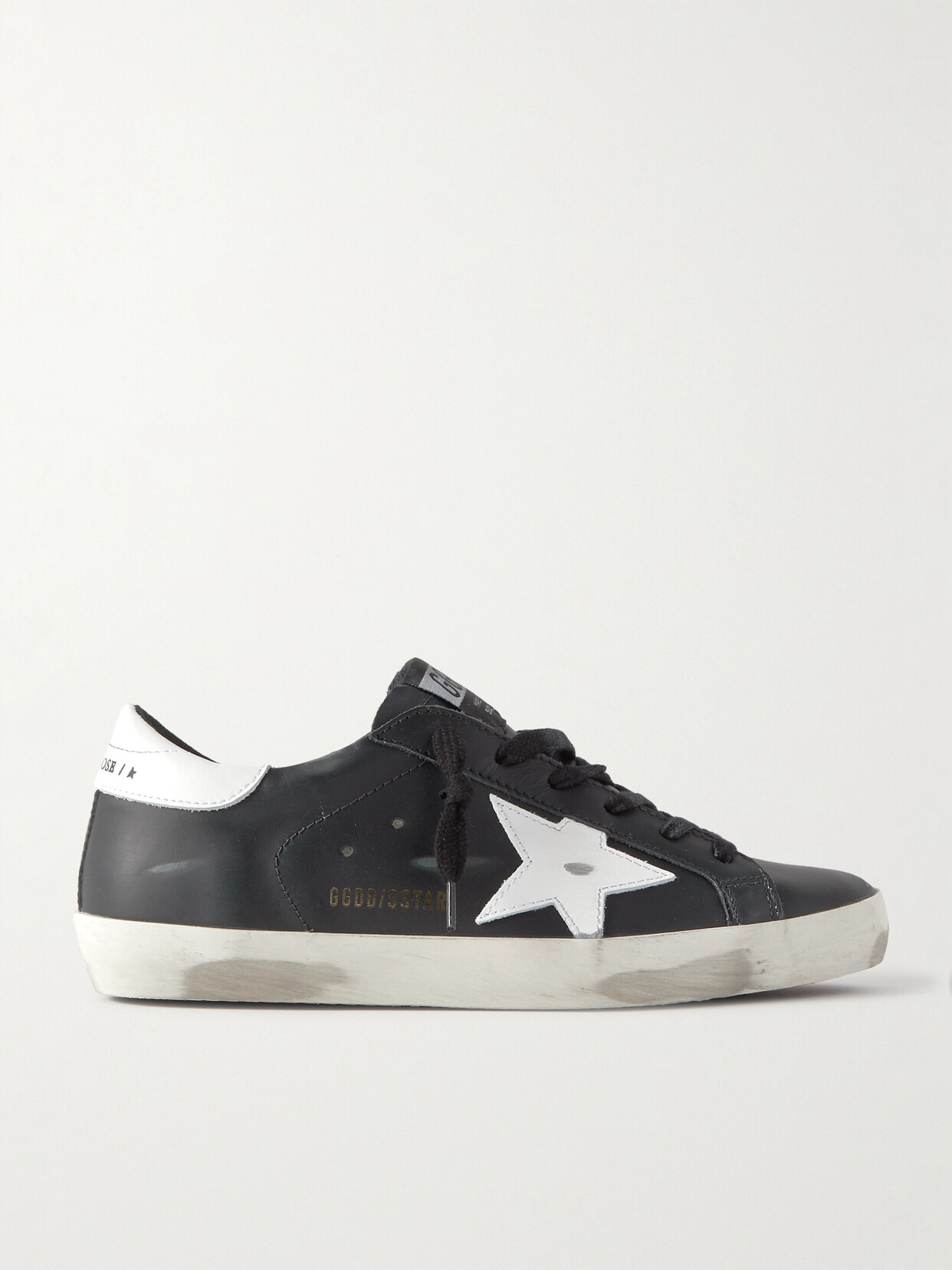 Golden Goose Superstar Distressed Leather Sneakers - Black