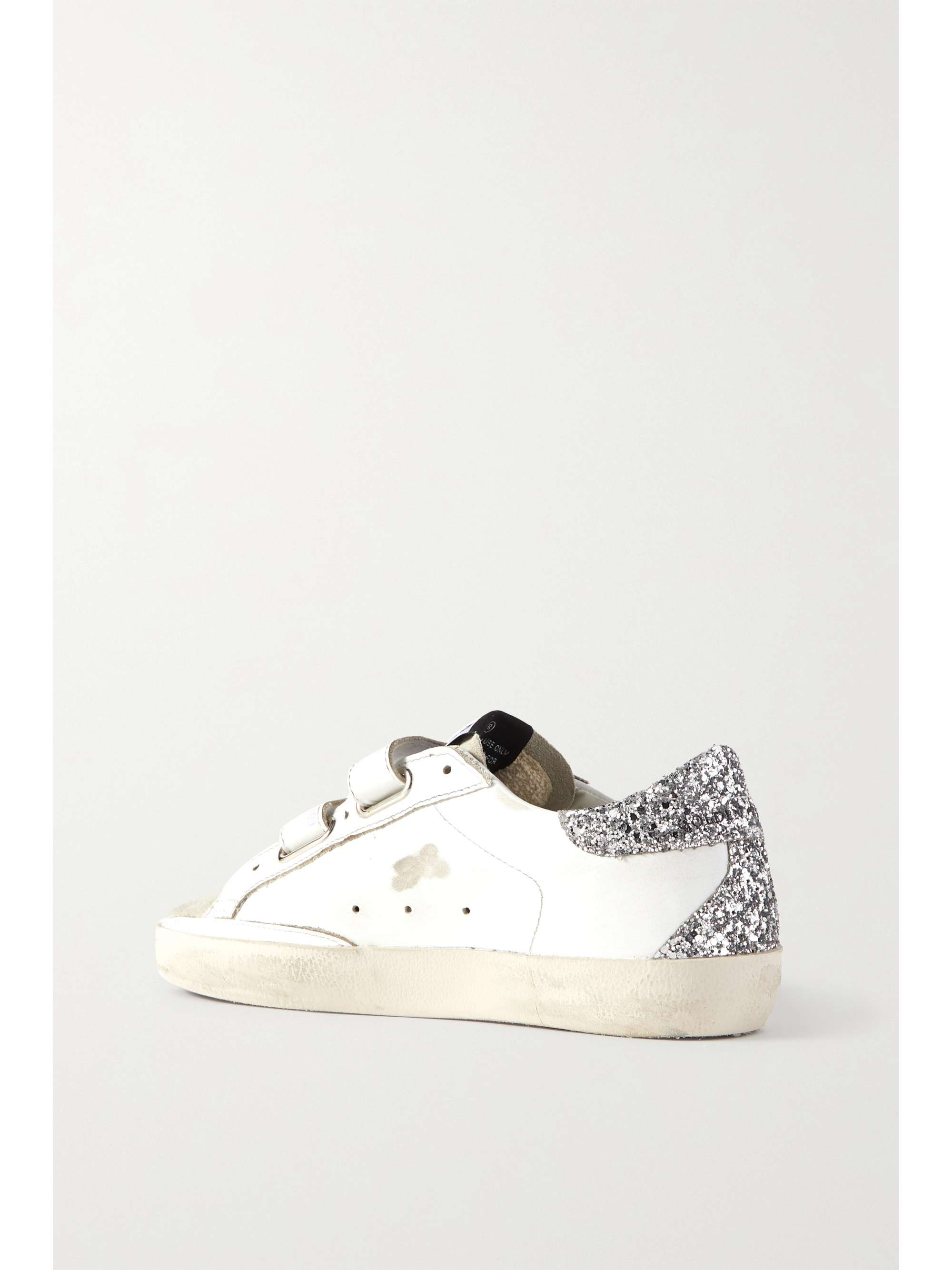 GOLDEN GOOSE Old School shearling-lined distressed glittered leather sneakers