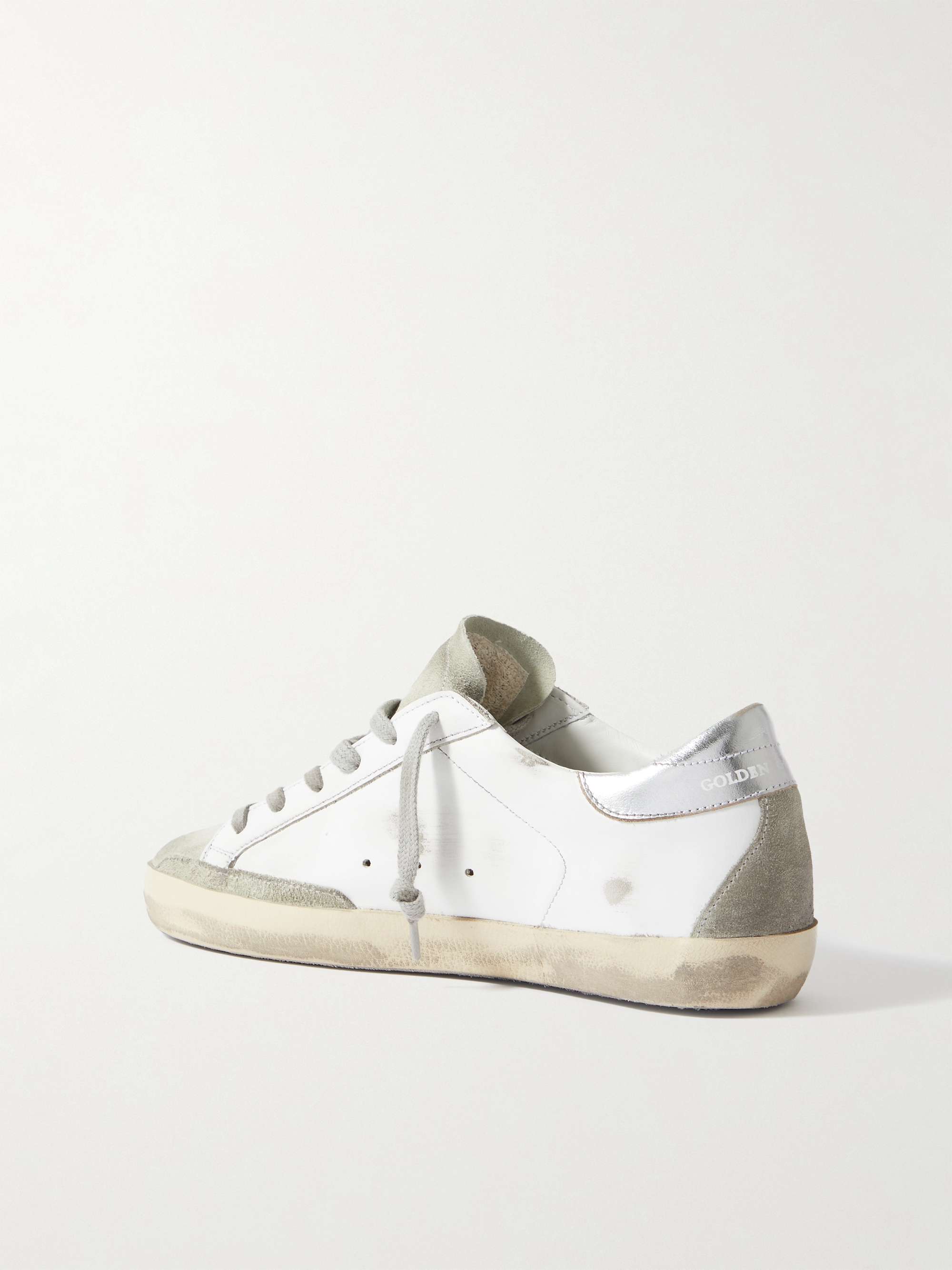 GOLDEN GOOSE Superstar faux pearl-embellished distressed leather sneakers
