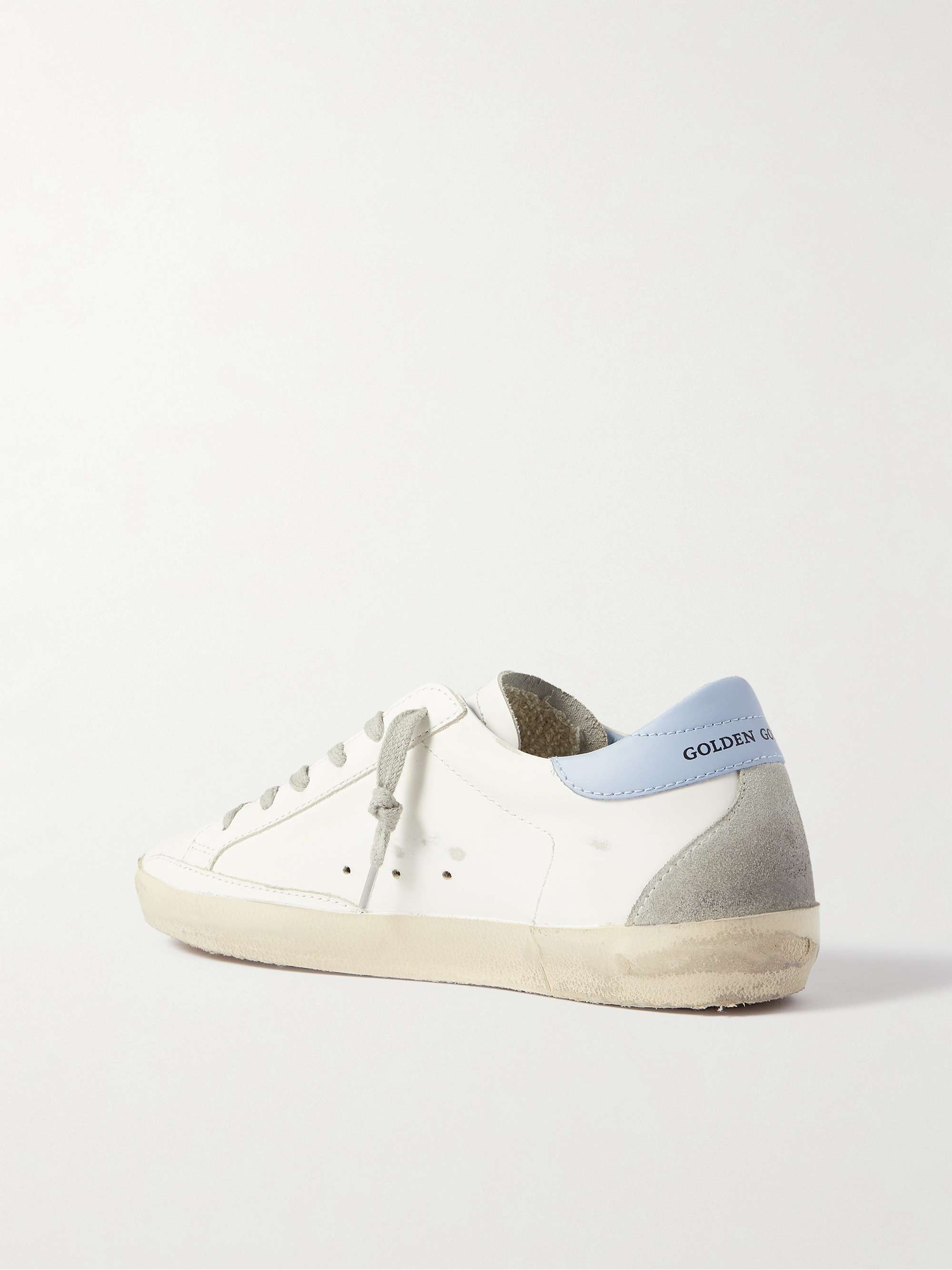 GOLDEN GOOSE Superstar faux pearl-embellished distressed leather sneakers