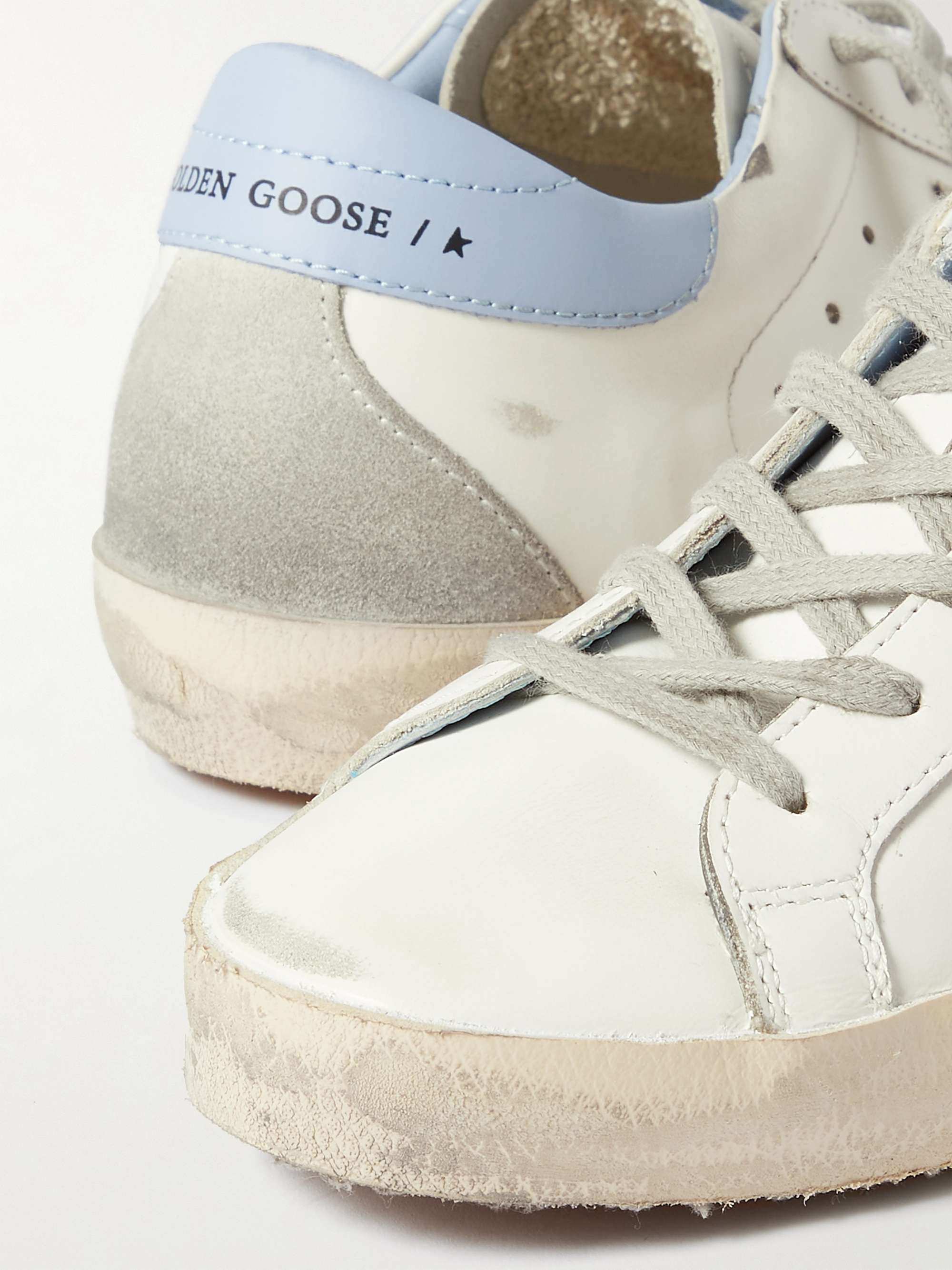 GOLDEN GOOSE Superstar faux pearl-embellished distressed leather sneakers