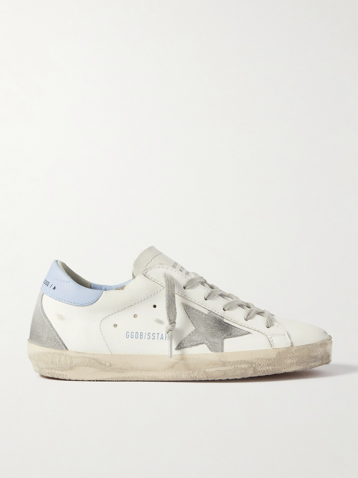 Golden Goose Superstar Distressed Leather And Suede Sneakers In White