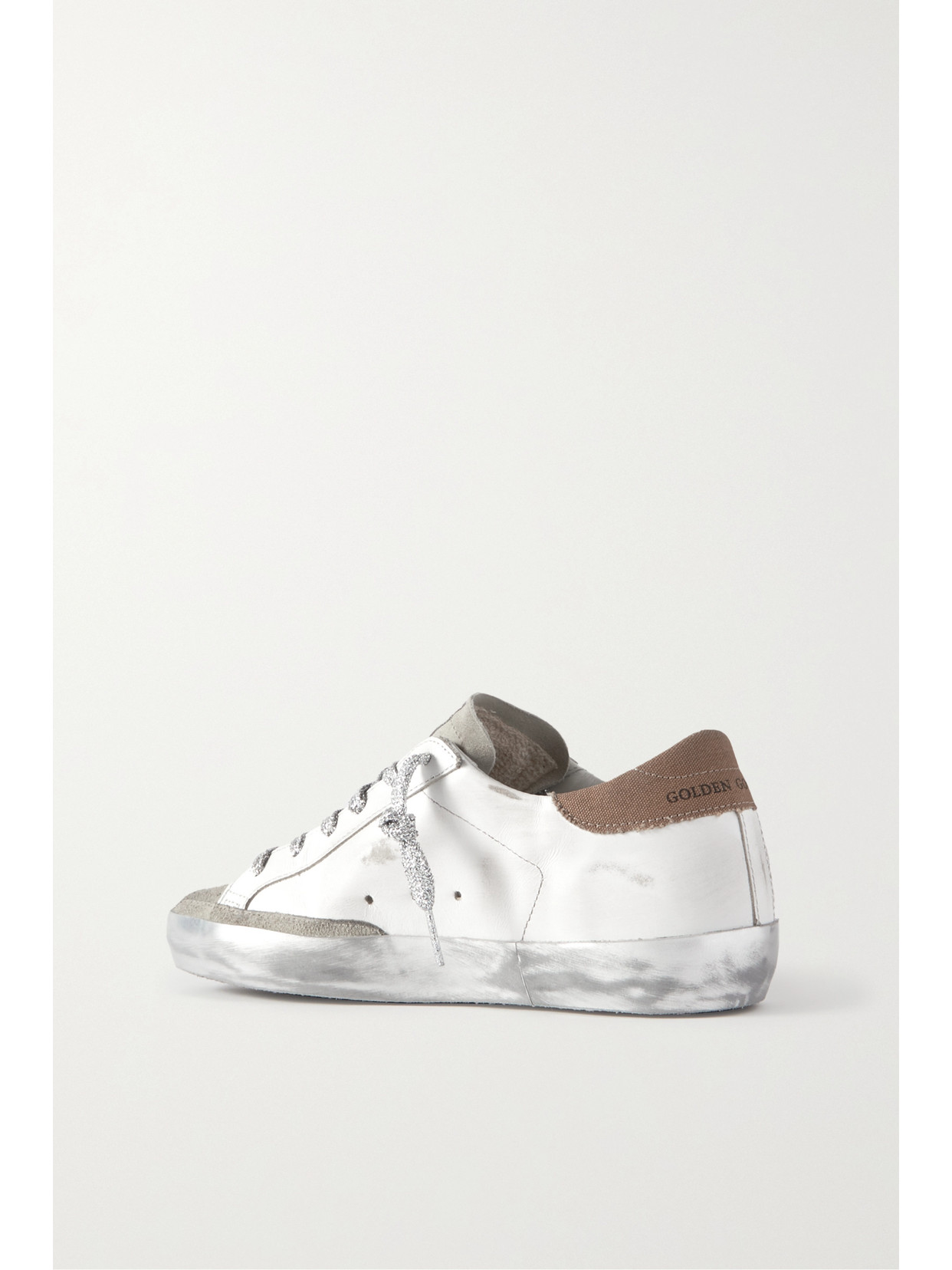 Golden Goose Superstar Distressed Suede And Canvas-trimmed Leather Sneakers In White