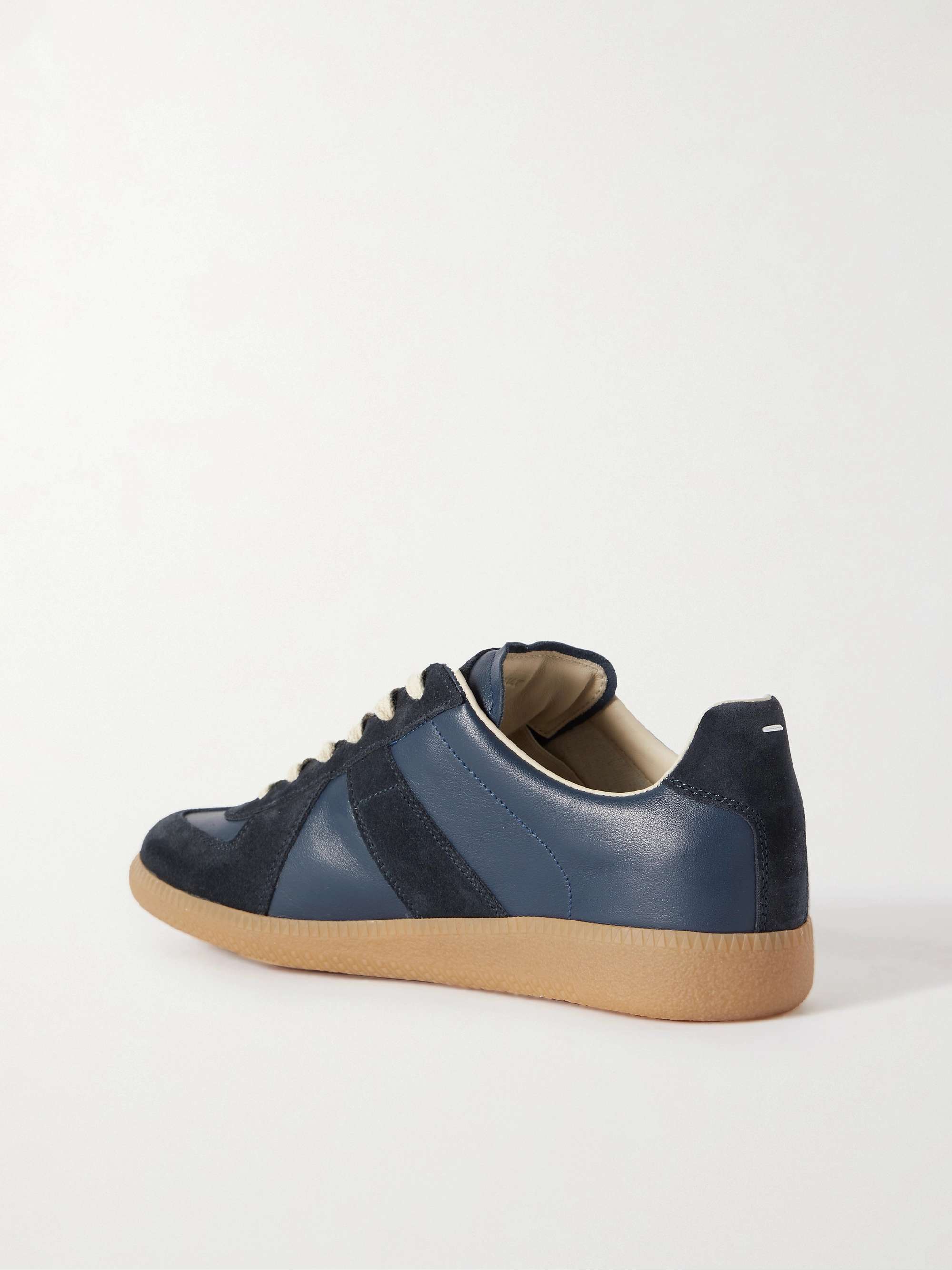 MAISON MARGIELA Replica leather and suede sneakers | NET-A-PORTER