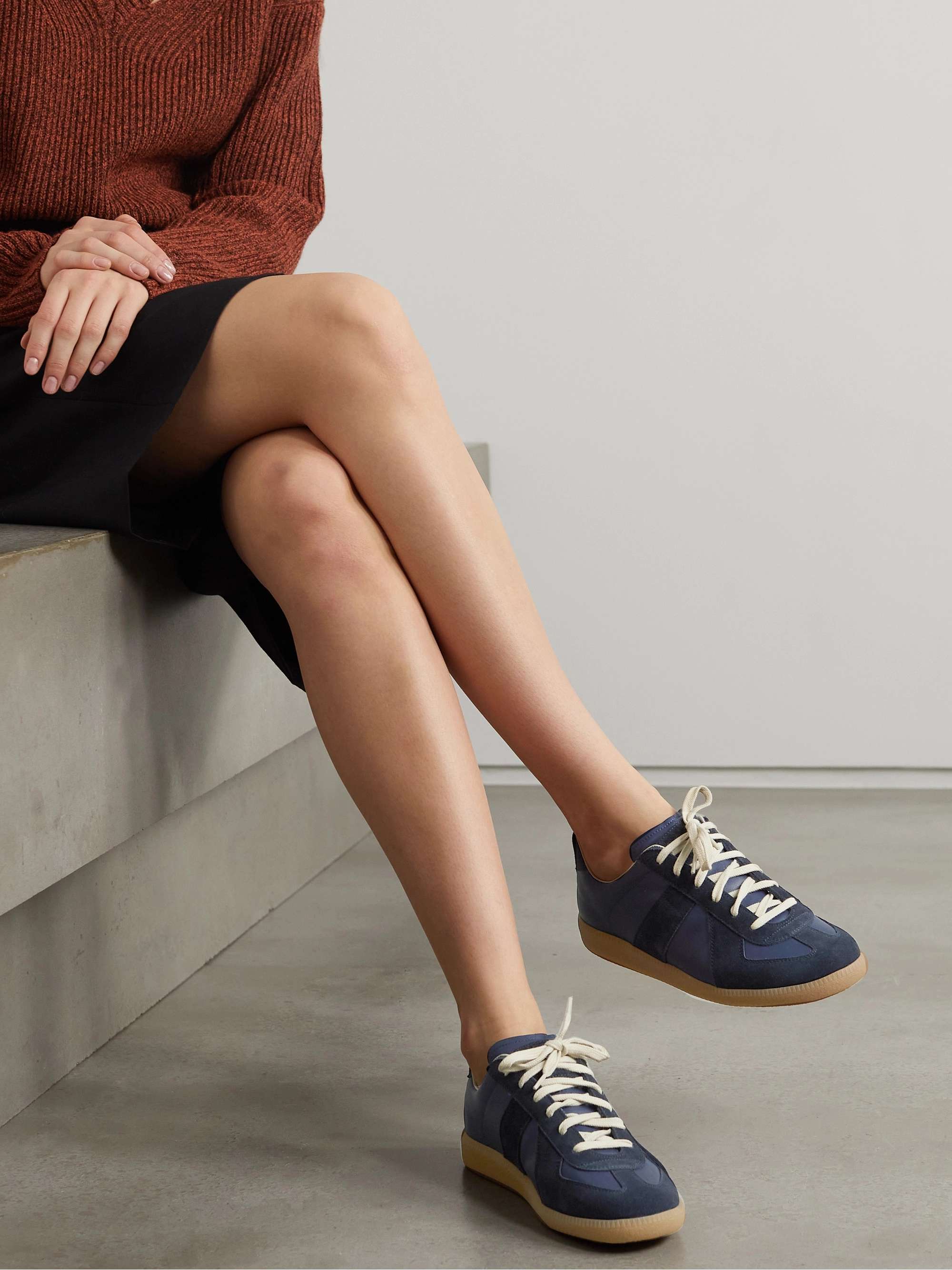 MAISON MARGIELA Replica leather and suede sneakers | NET-A-PORTER