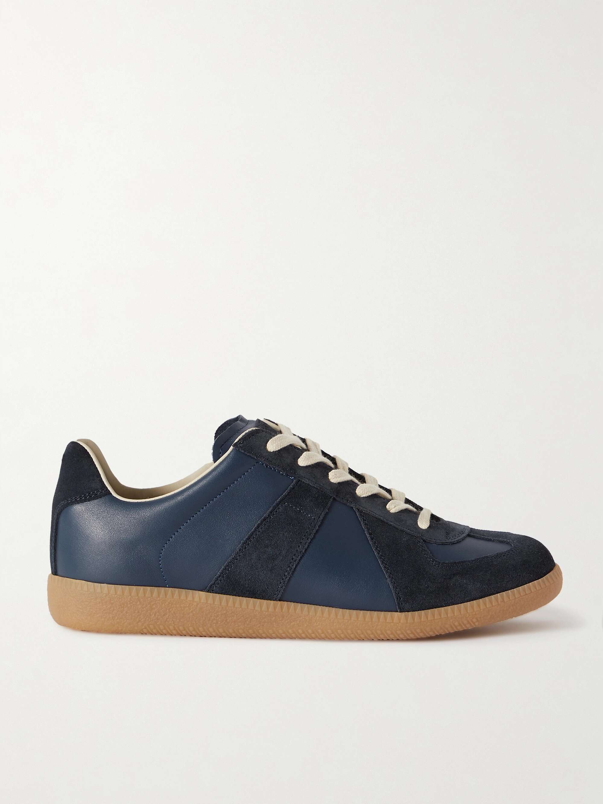 MAISON MARGIELA Replica leather and suede sneakers | NET-A-PORTER