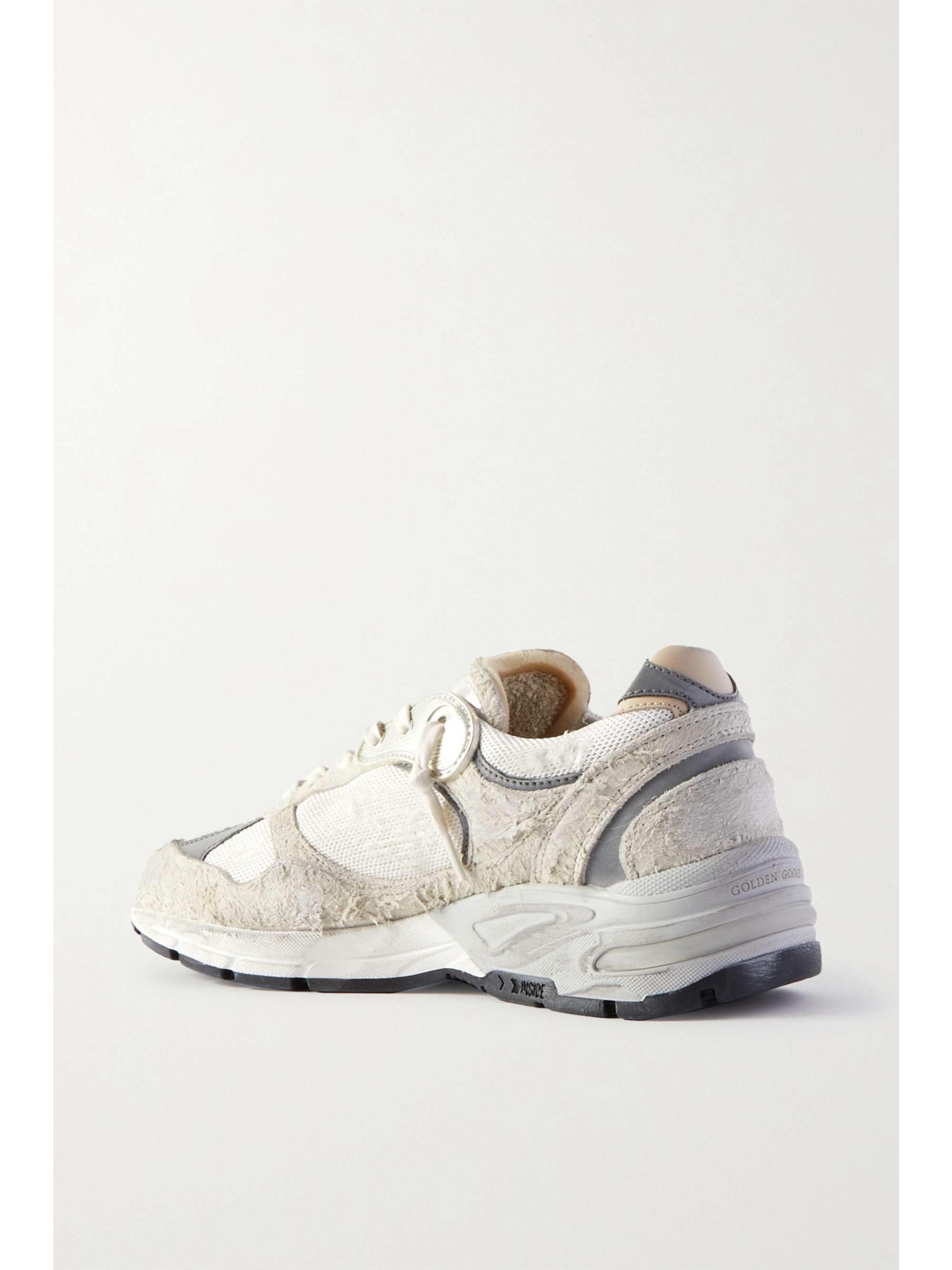 GOLDEN GOOSE DELUXE BRAND Dad-Star distressed leather-trimmed mesh and suede sneakers
