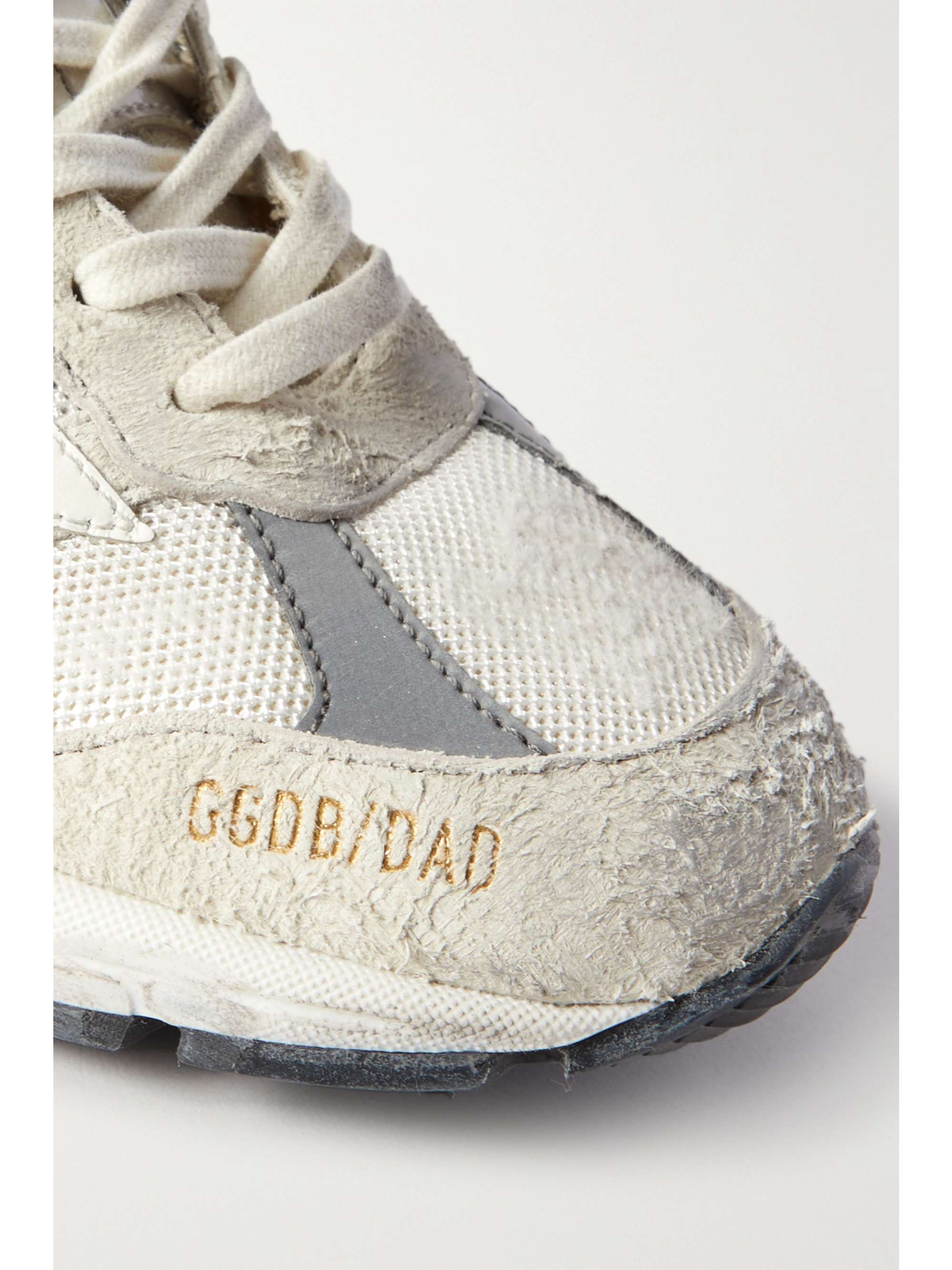 GOLDEN GOOSE DELUXE BRAND Dad-Star distressed leather-trimmed mesh and suede sneakers