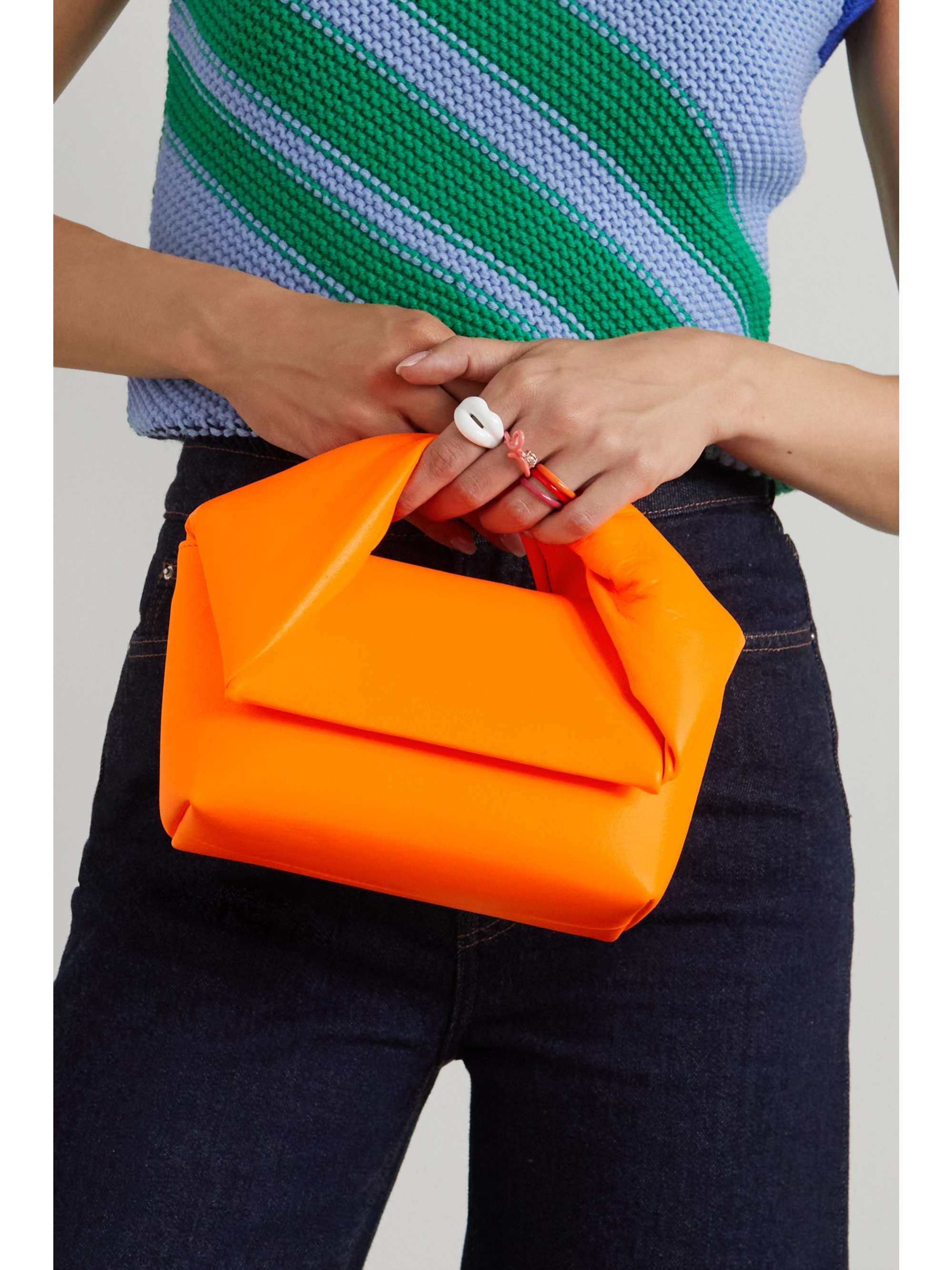 Orange Mini Twister neon leather shoulder bag | JW ANDERSON | NET-A-PORTER