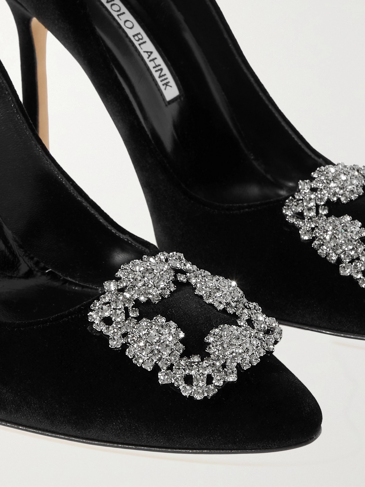 Shop Manolo Blahnik Hangisi 105 Embellished Velvet Pumps In Black