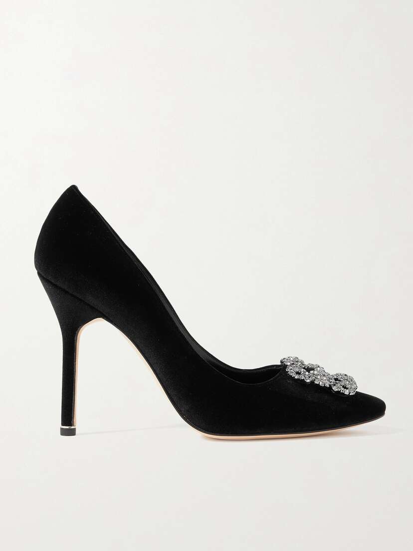 Manolo Blahnik Hangisi 105 Crystal-embellished Velvet Pumps